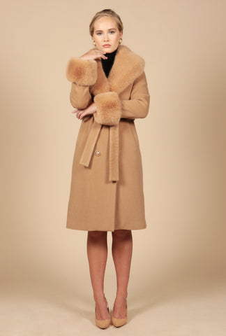 SS ‘Marlene' Cashmere and Wool Coat in Marrone