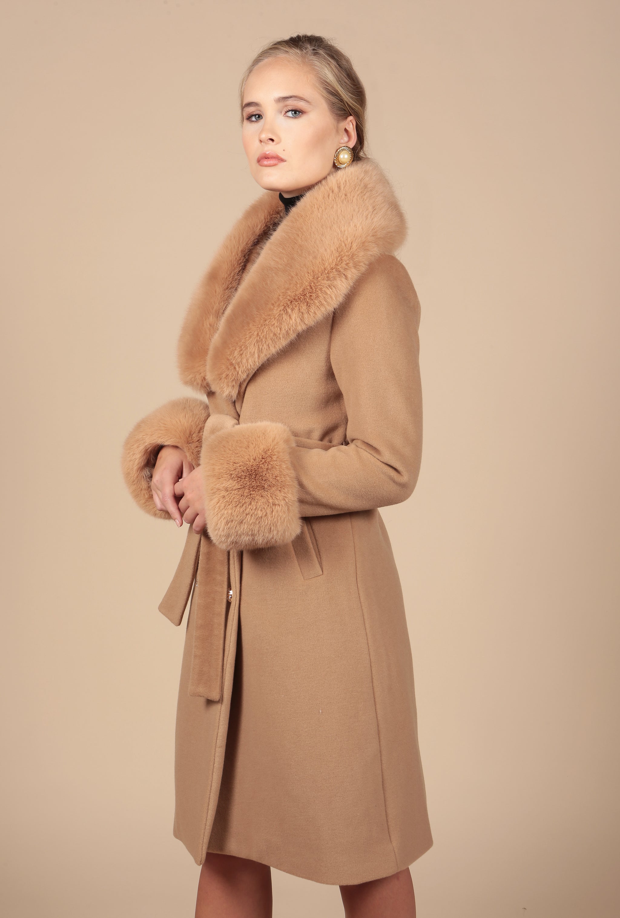 Marlene' Cashmere and Wool Coat in Marrone – Santinni