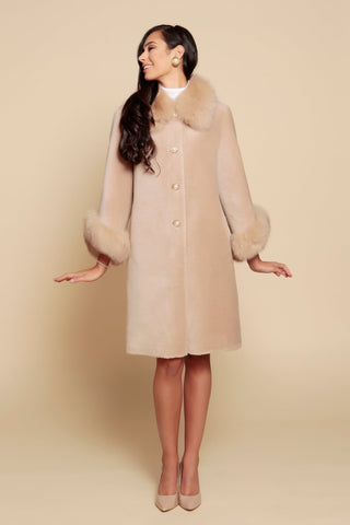 SS 'Monroe' Wool and Faux Fur Teddy Coat in Cammello