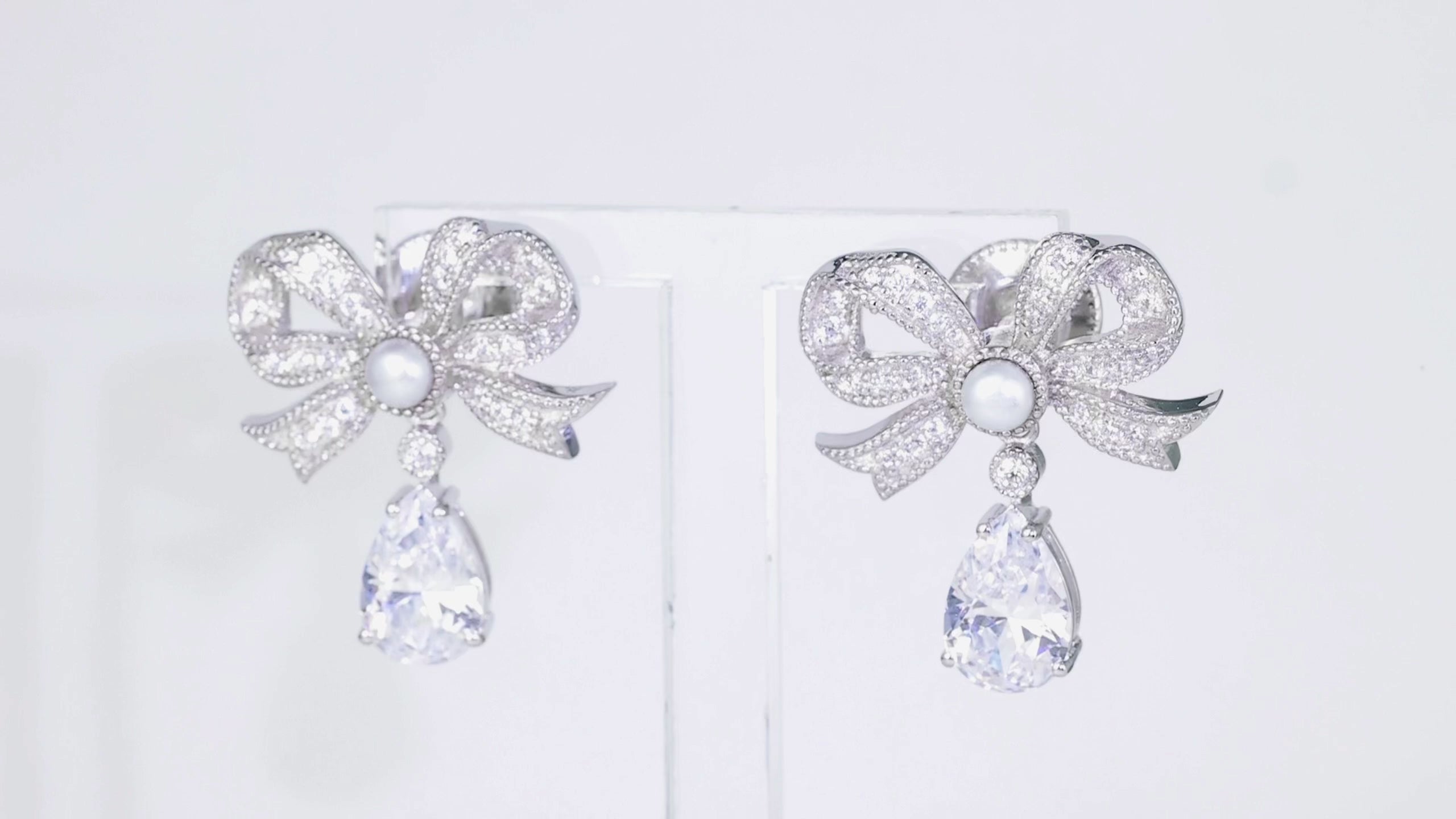 'Grand Duchess' Bow and Drop Silver Earrings