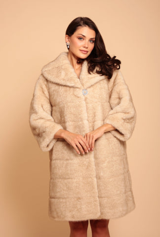 SS 'Hollywood' Faux Fur Coat in Crema