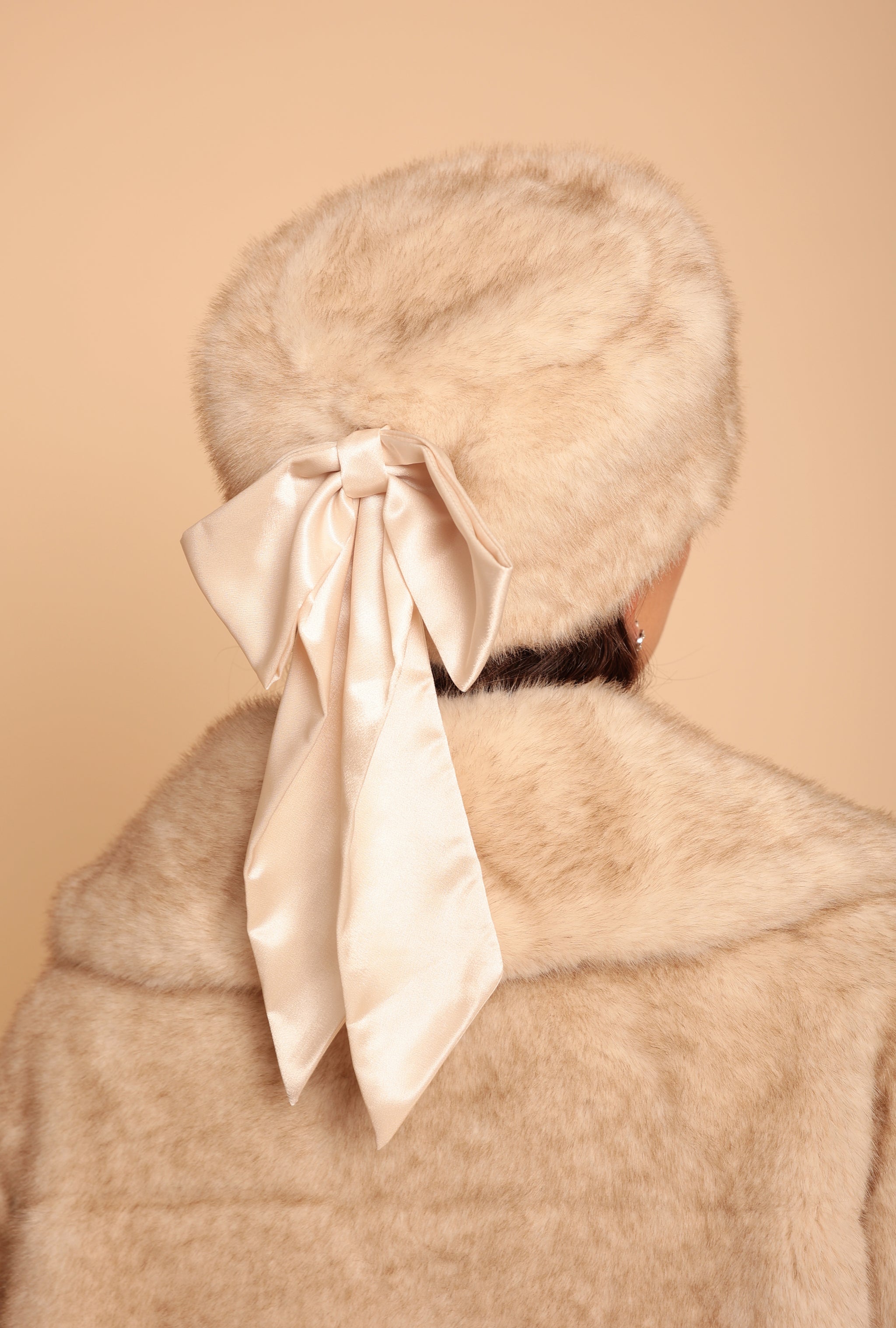 2 pc Cream Faux Fur Set: Anastasia Cossack Hat & Scarf Collar with Hook Closure Anastasia main image 3