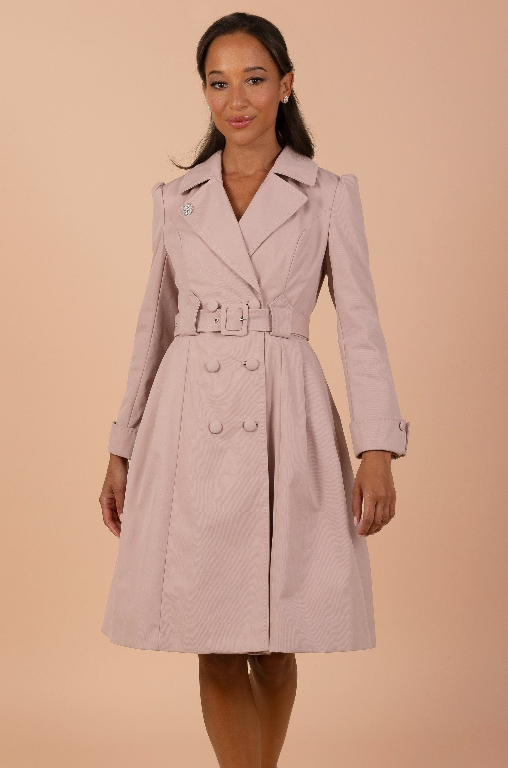Bergman' Cotton Gaberdine Dress Trench Coat in Polverosa Rosa Bergman' Cotton Gaberdine Dress Trench Coat in Polverosa Rosa