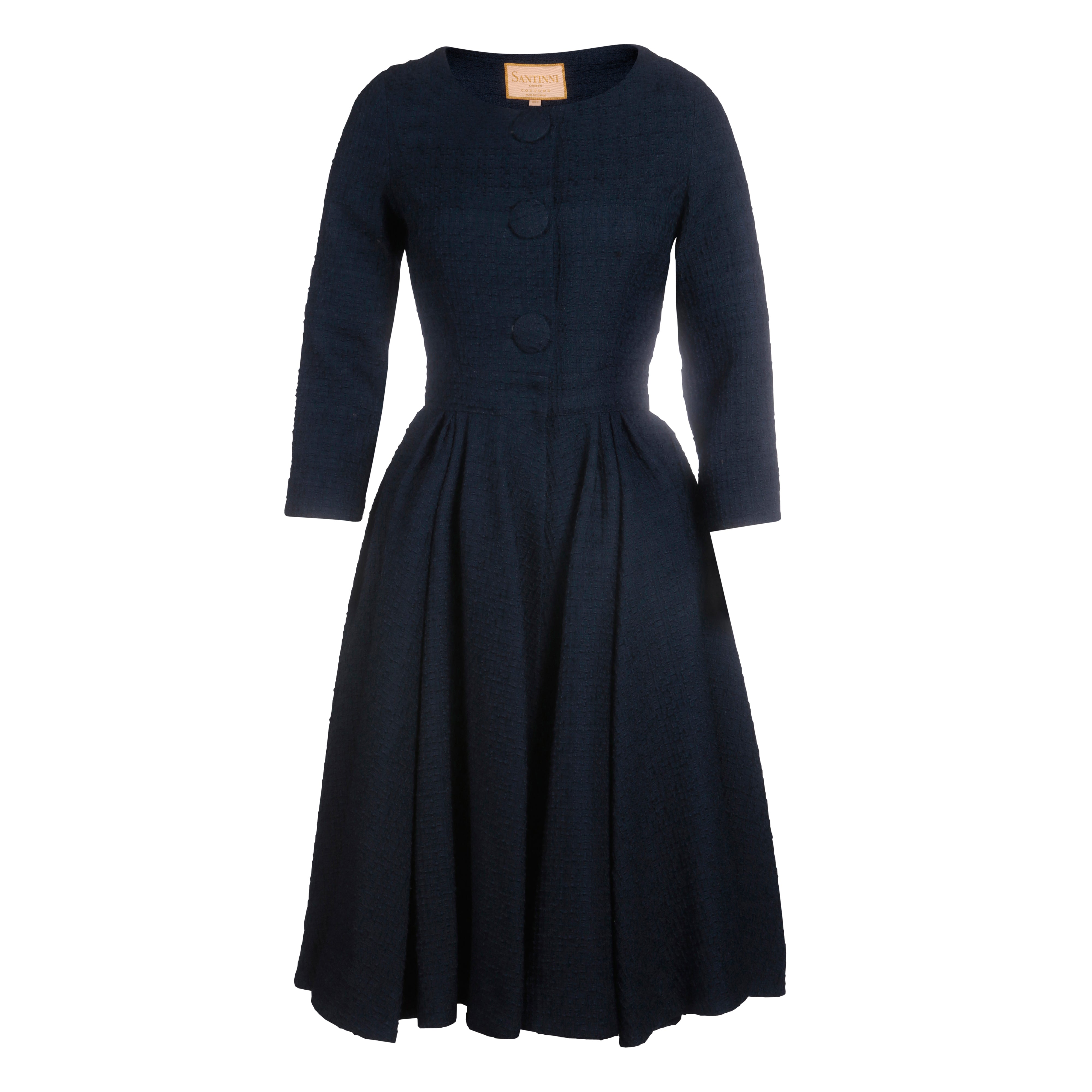 'Lady' Italian Wool Swing Dress Coat in Blu