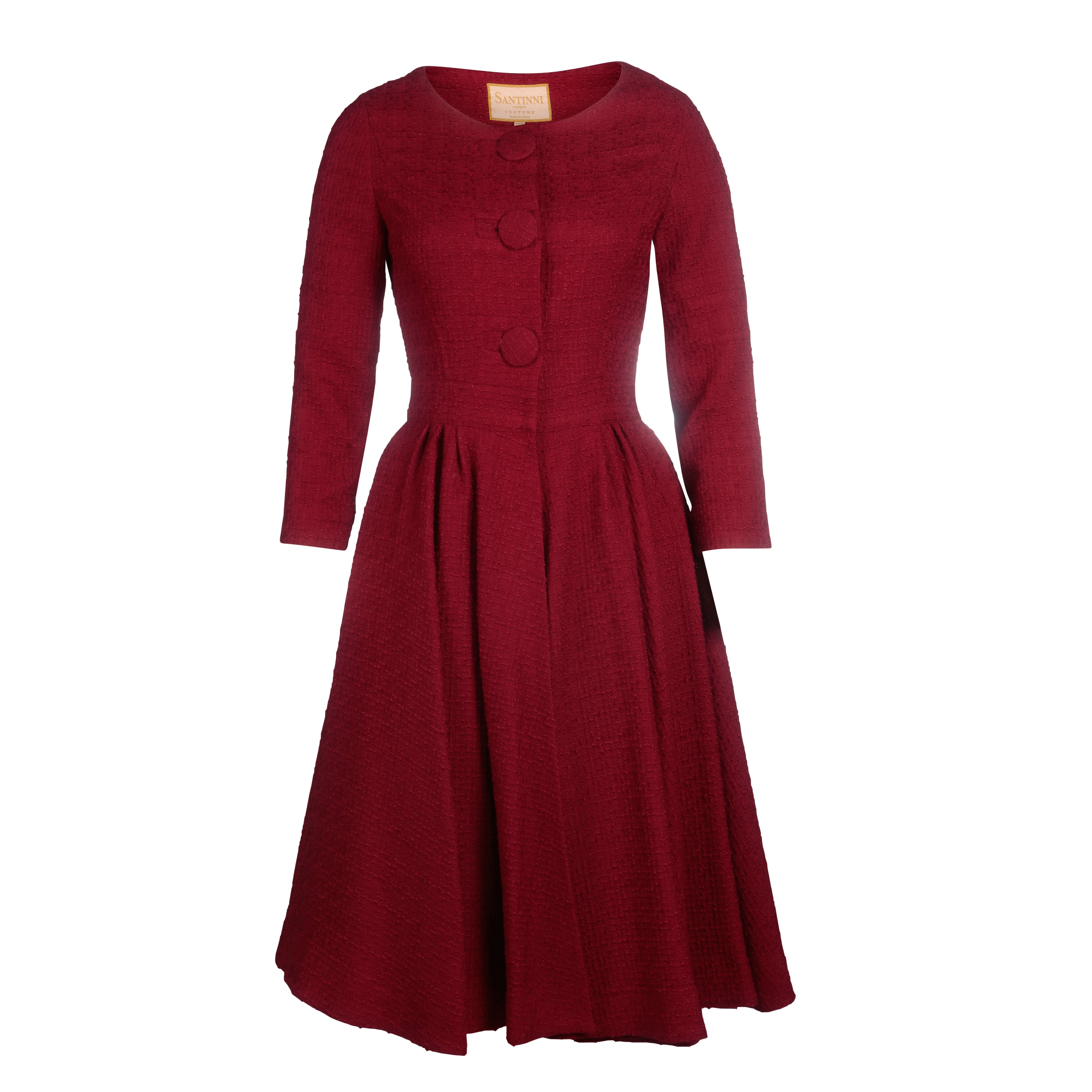 'Lady' Italian Wool Swing Dress Coat in Rosso