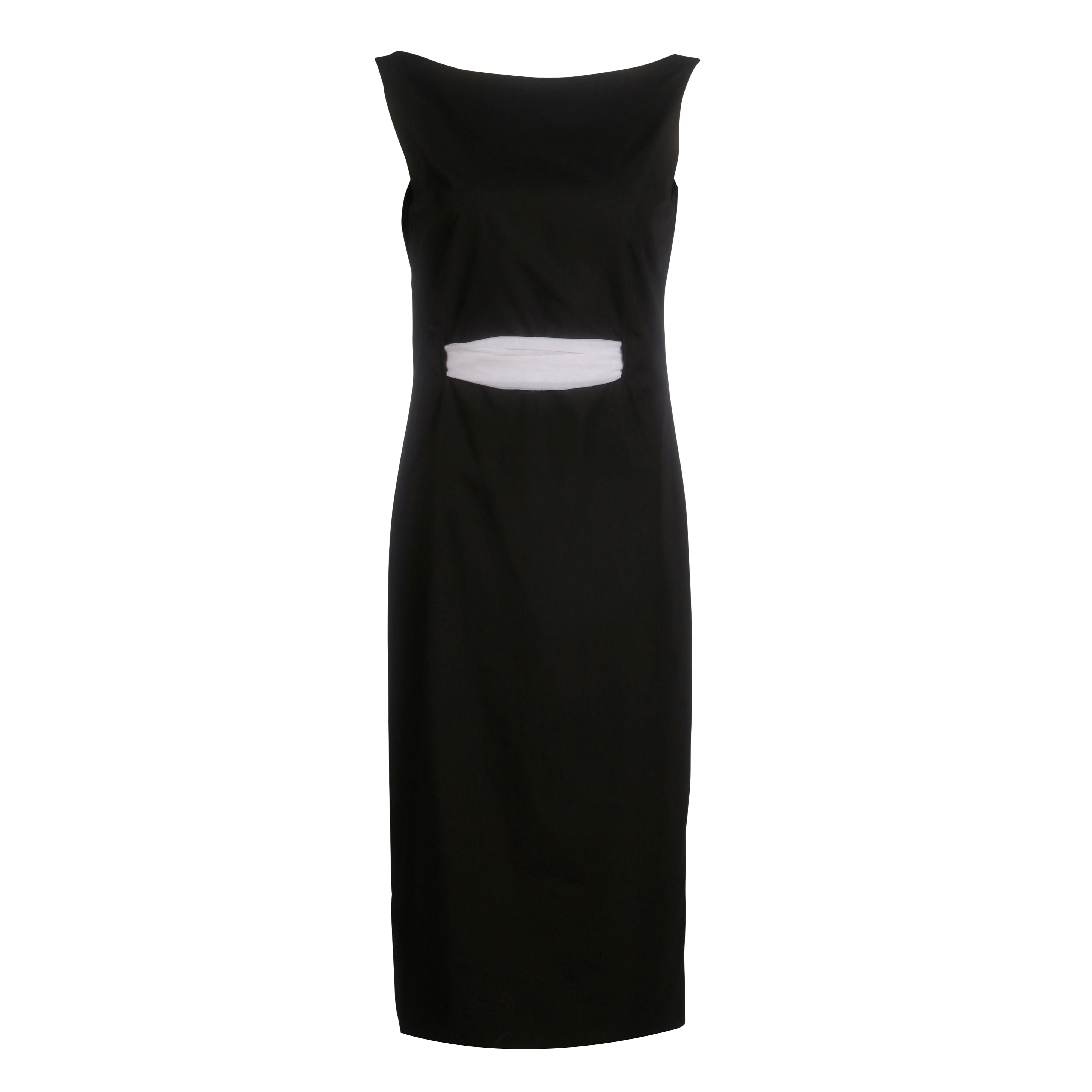 LIMITED EDITION 'Tiffany' French Cotton Boat Neck Shift Dress in Nero