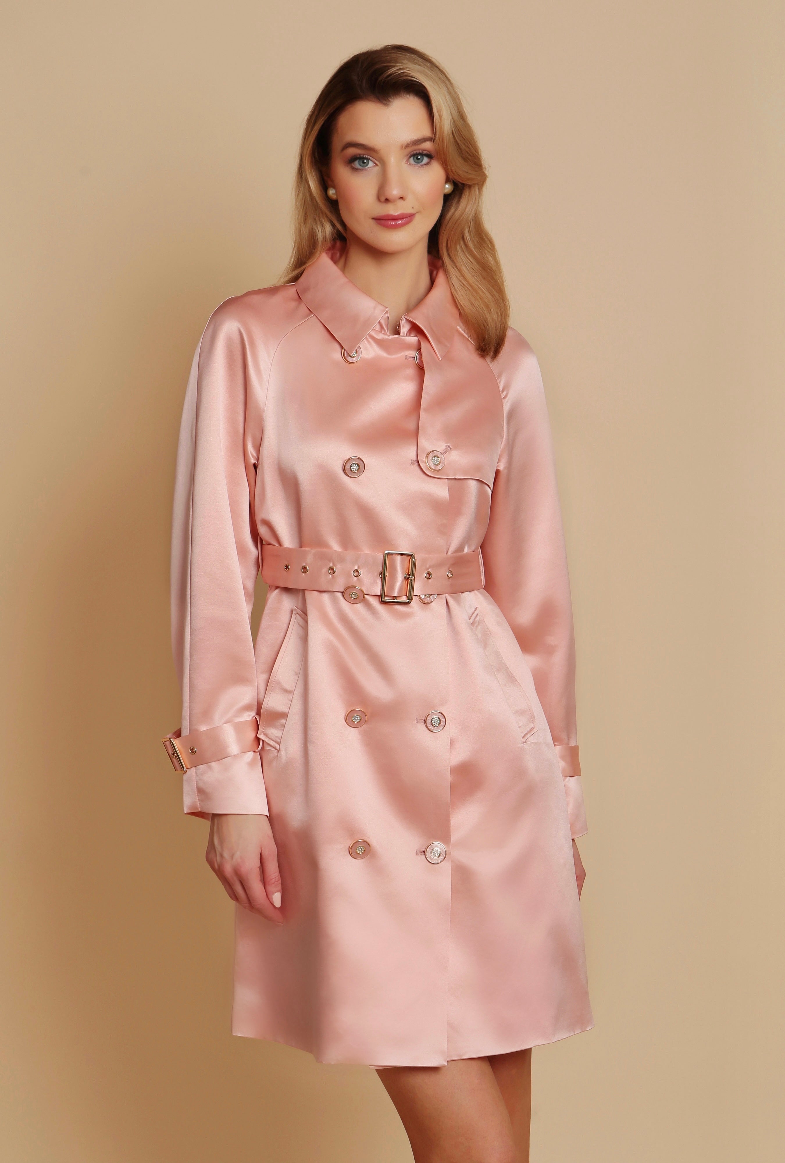 La Dolce Vita' Wool and Silk Trench Coat in Rosa – Santinni