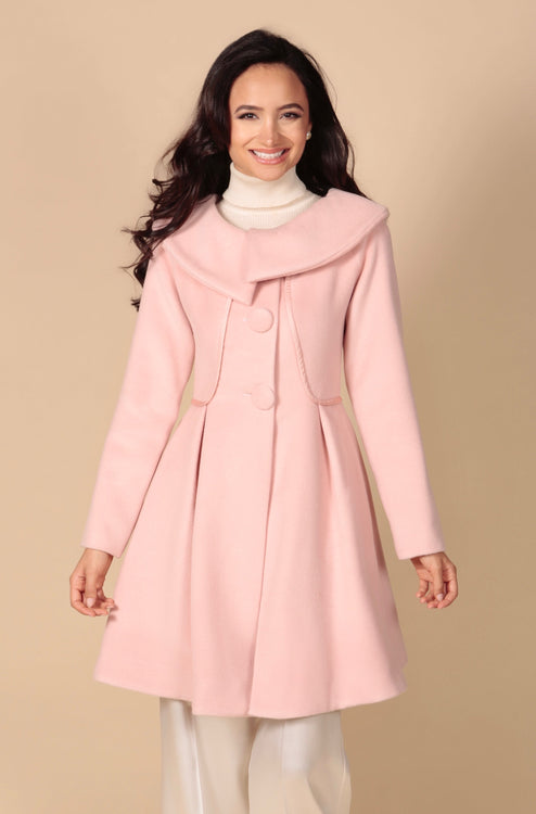 LAST PIECE 'Pillow Talk' Italian Cashmere and Wool Dress Coat in Rosa