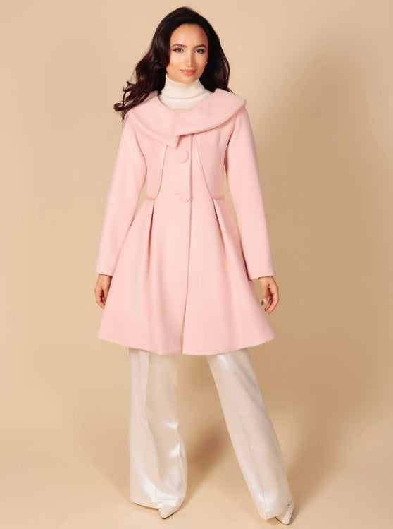 LAST PIECE 'Pillow Talk' Italian Cashmere and Wool Dress Coat in Rosa