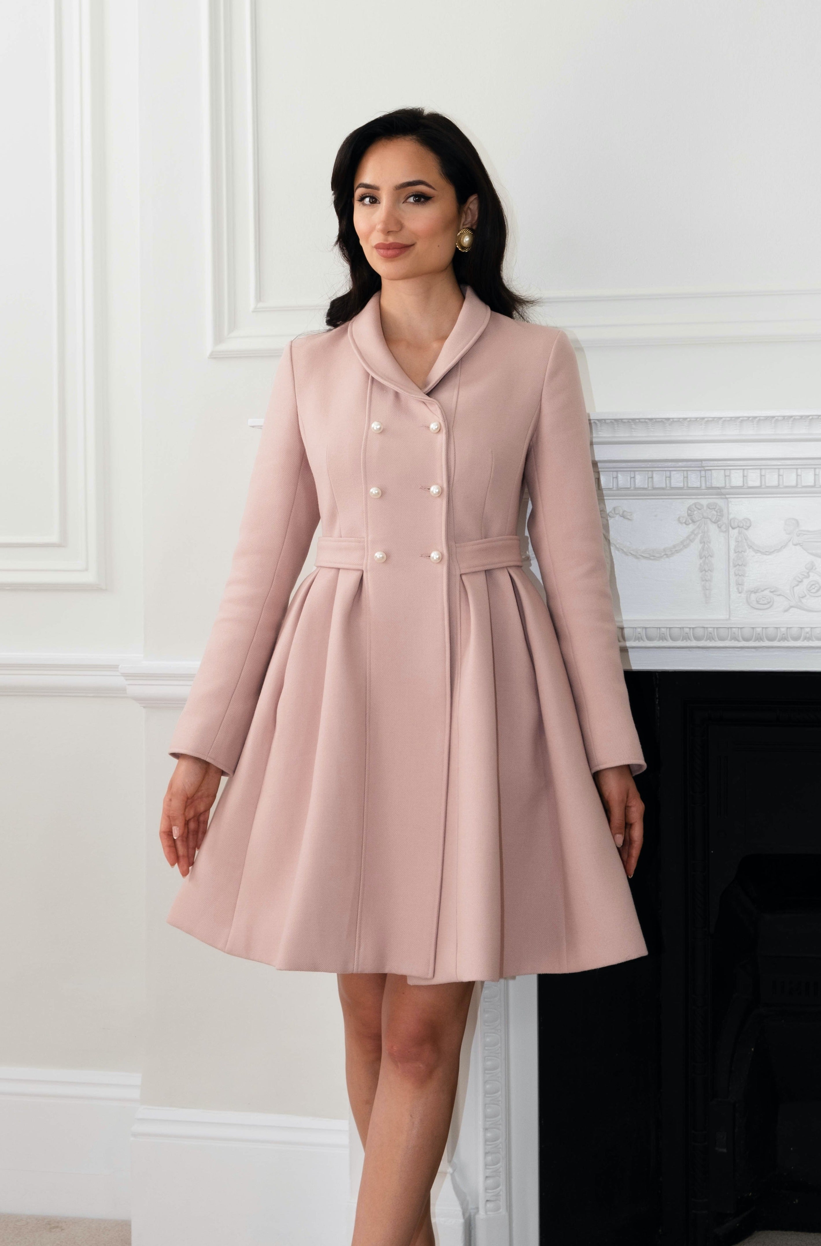 LAST CHANCE 'Kennedy' Wool Dress Coat in Rosa – Santinni