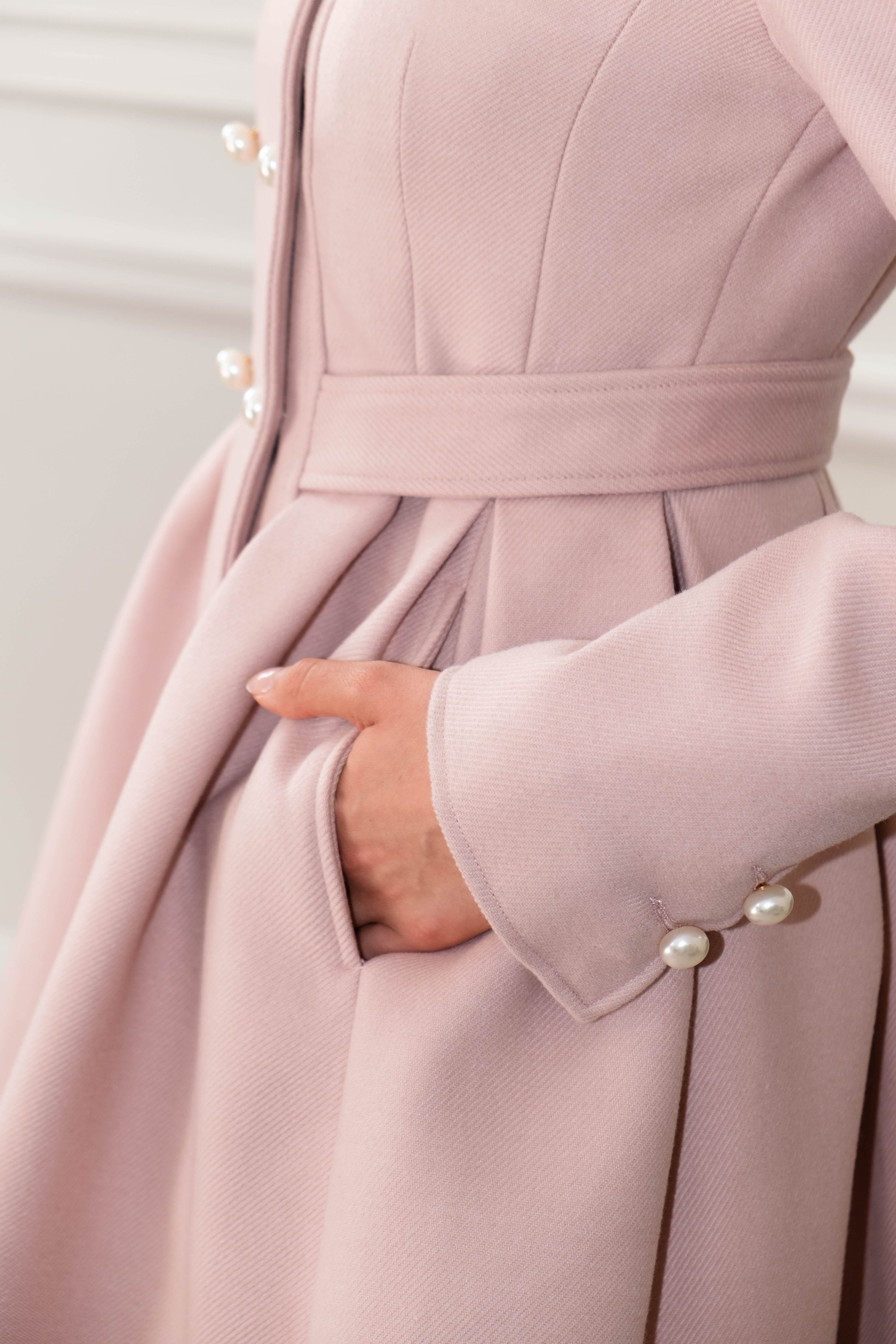 'Kennedy' Wool Dress Coat in Rosa