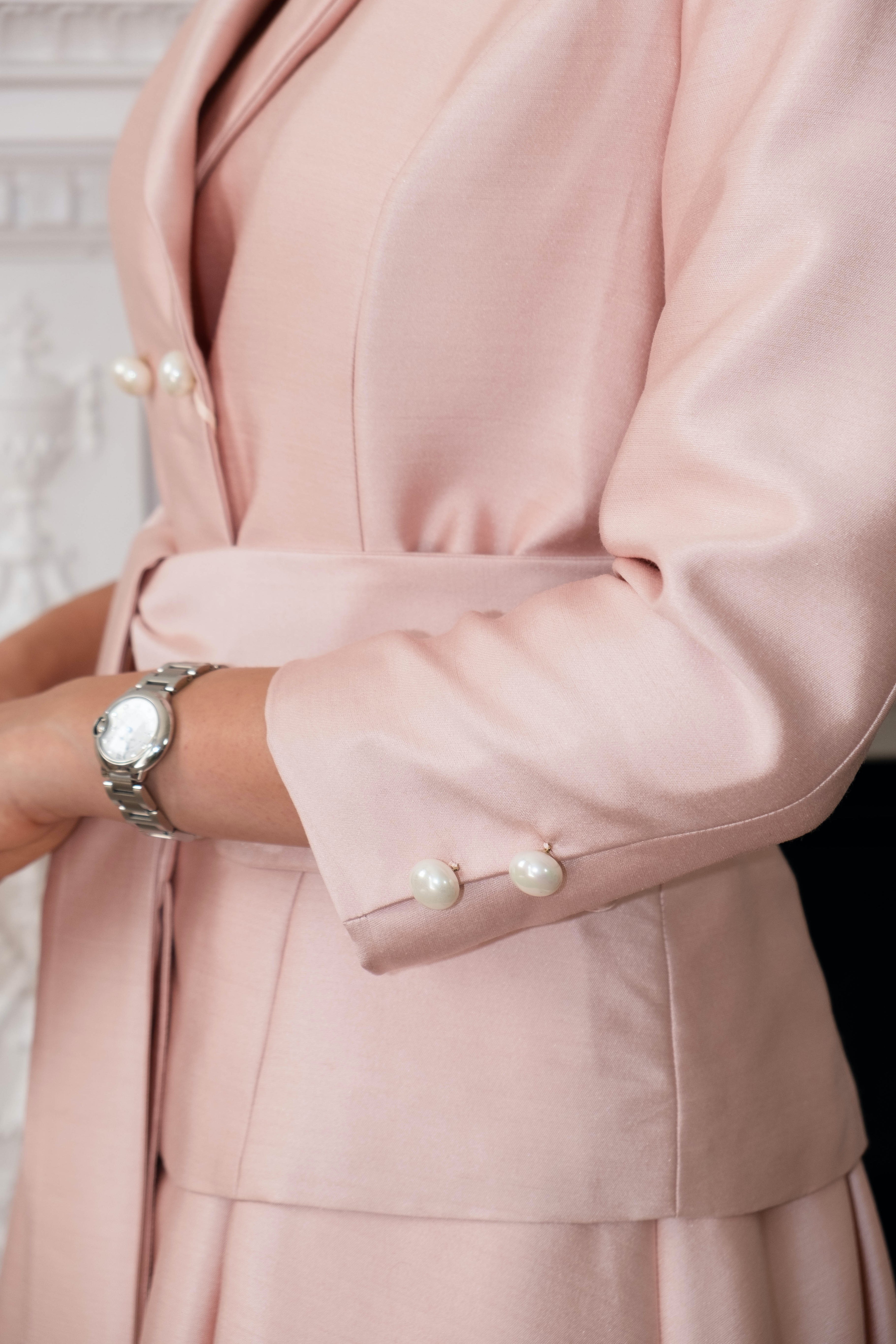 'Grace' Silk and Wool Blazer in Rosa