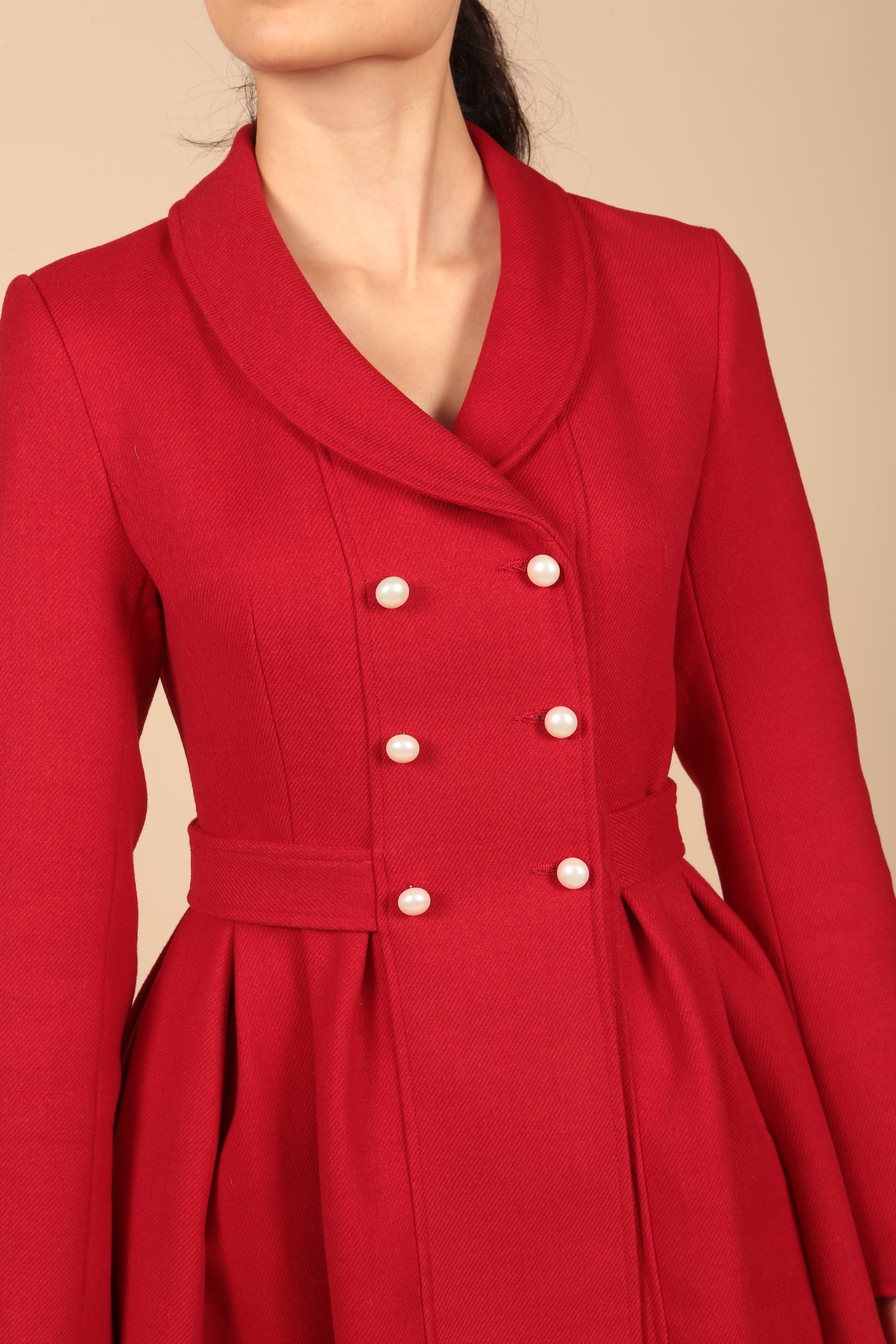 red dress coat Kennedy' Wool Dress Coat in Rosso – Santinni