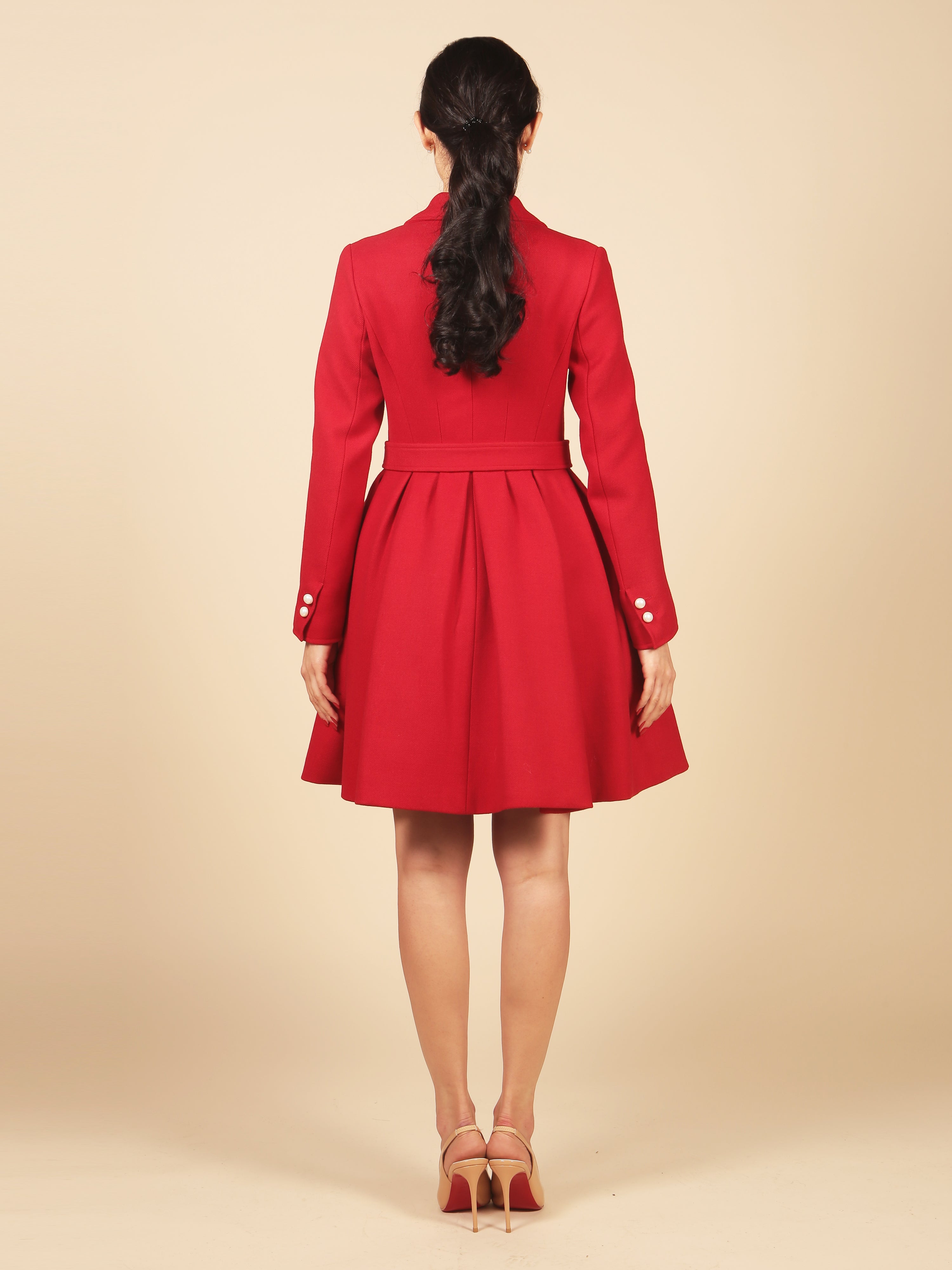 red dress coat Kennedy' Wool Dress Coat in Rosso – Santinni
