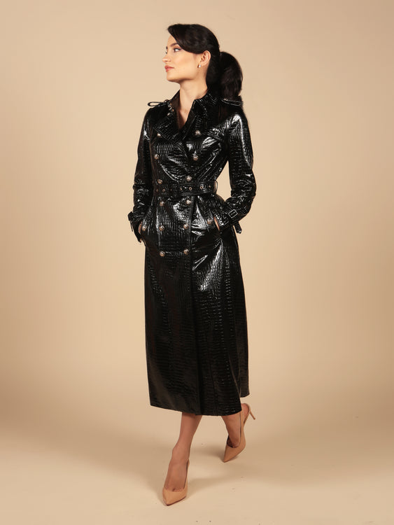 LIMITED EDITION 'Indiscreet' Leather Trench Coat in Nero