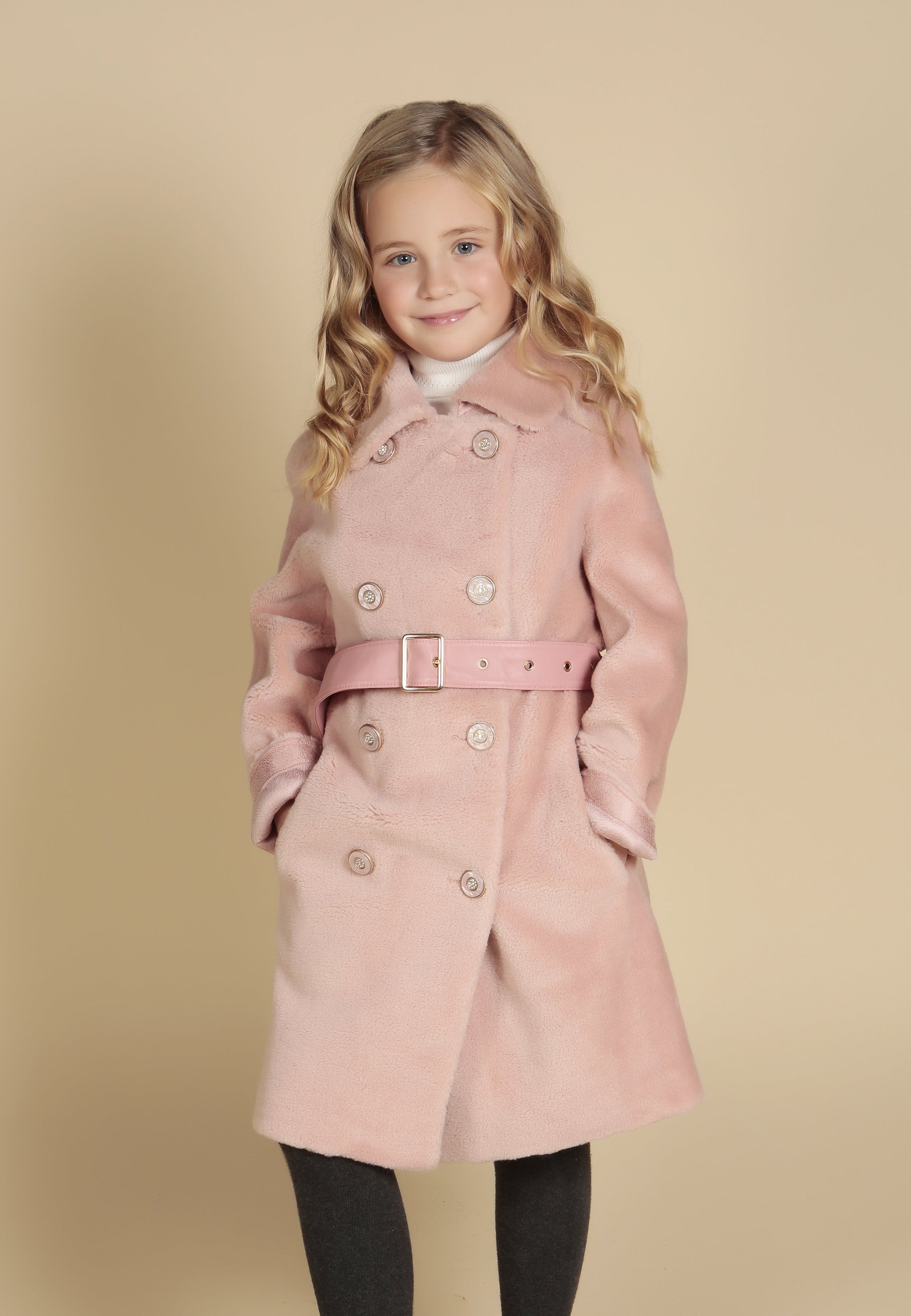'Mini' 'Loren' Wool Coat in Rosa