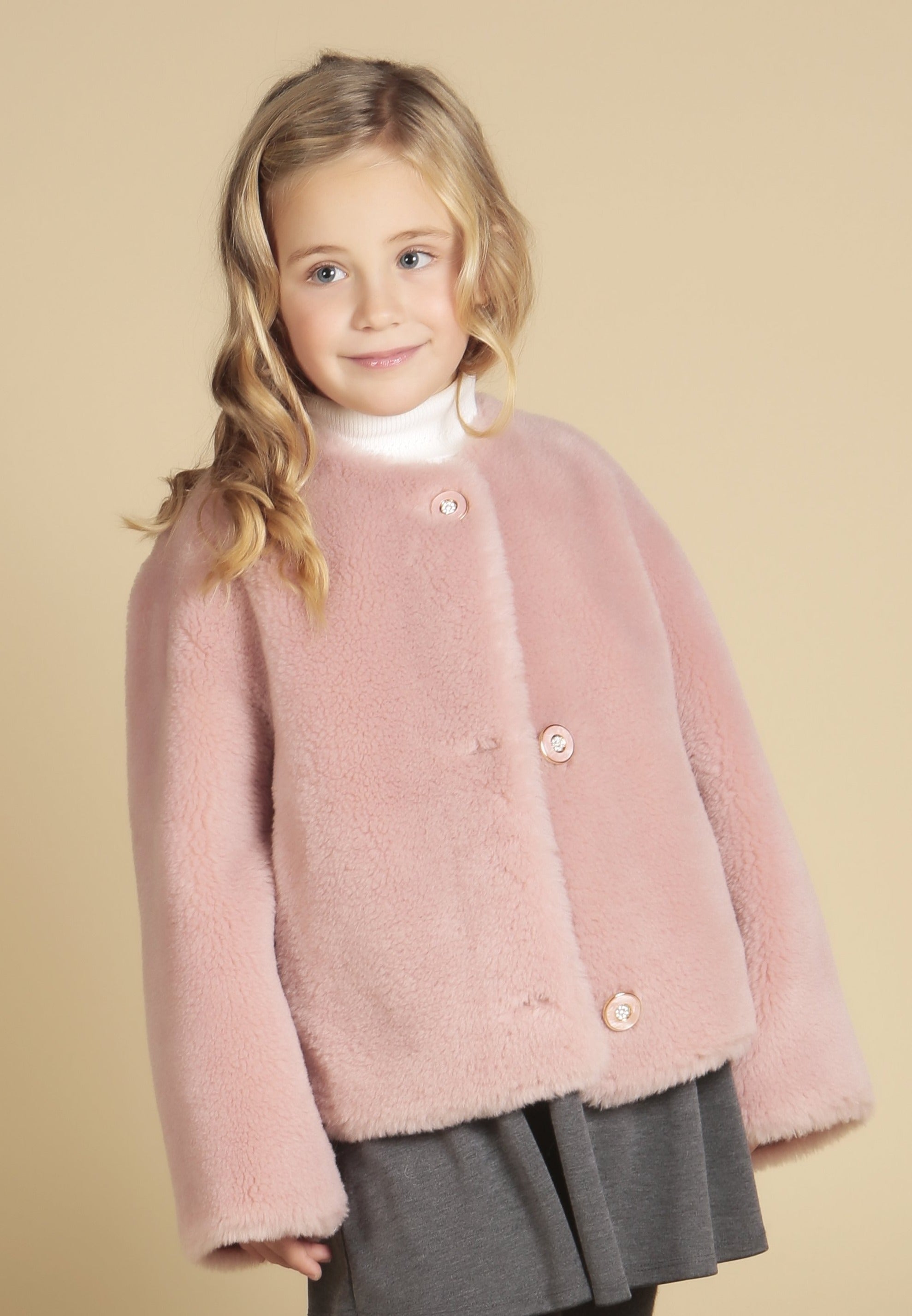 'Mini' 'Annie' Wool Coat in Rosa