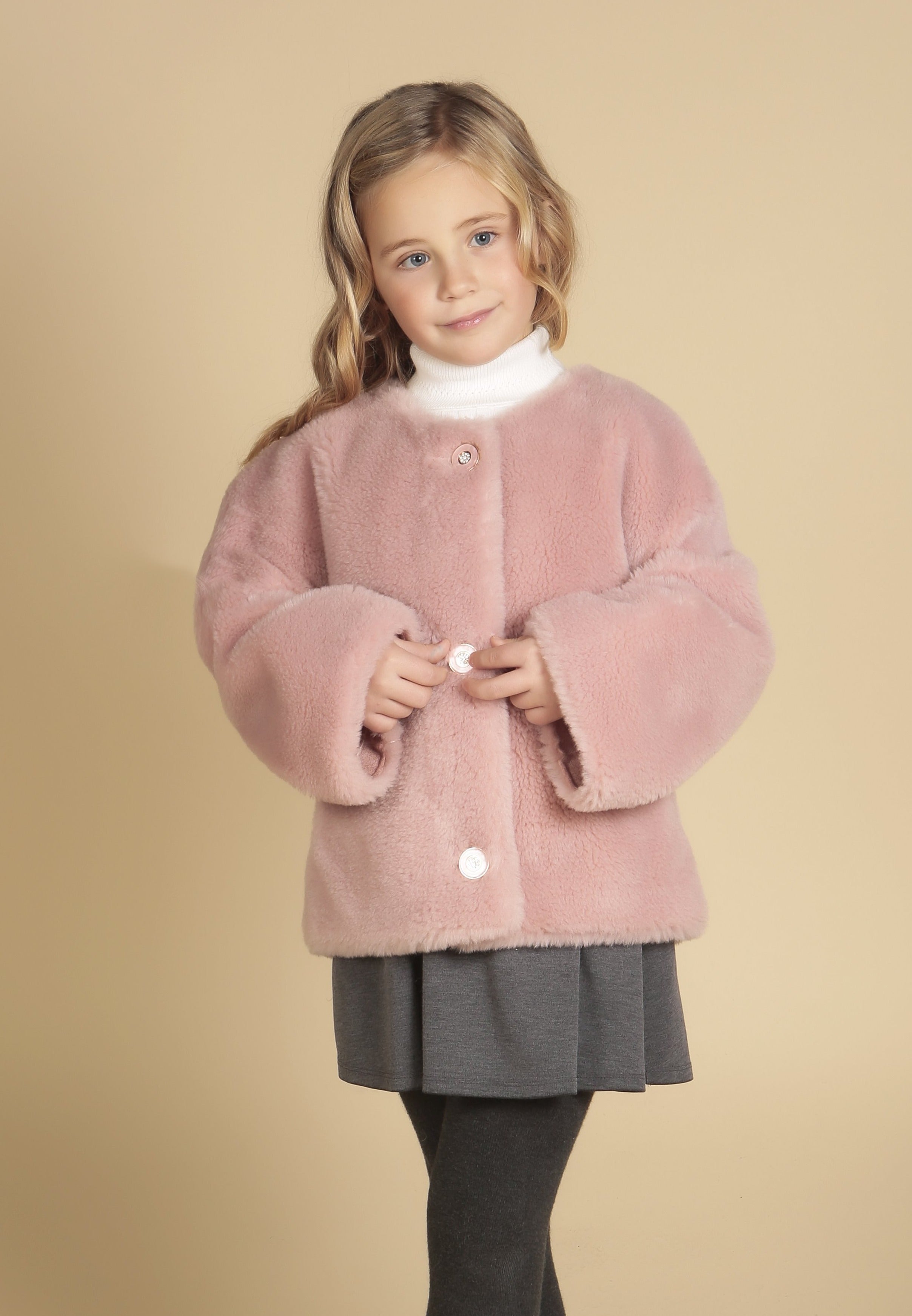 'Mini' 'Annie' Wool Coat in Rosa