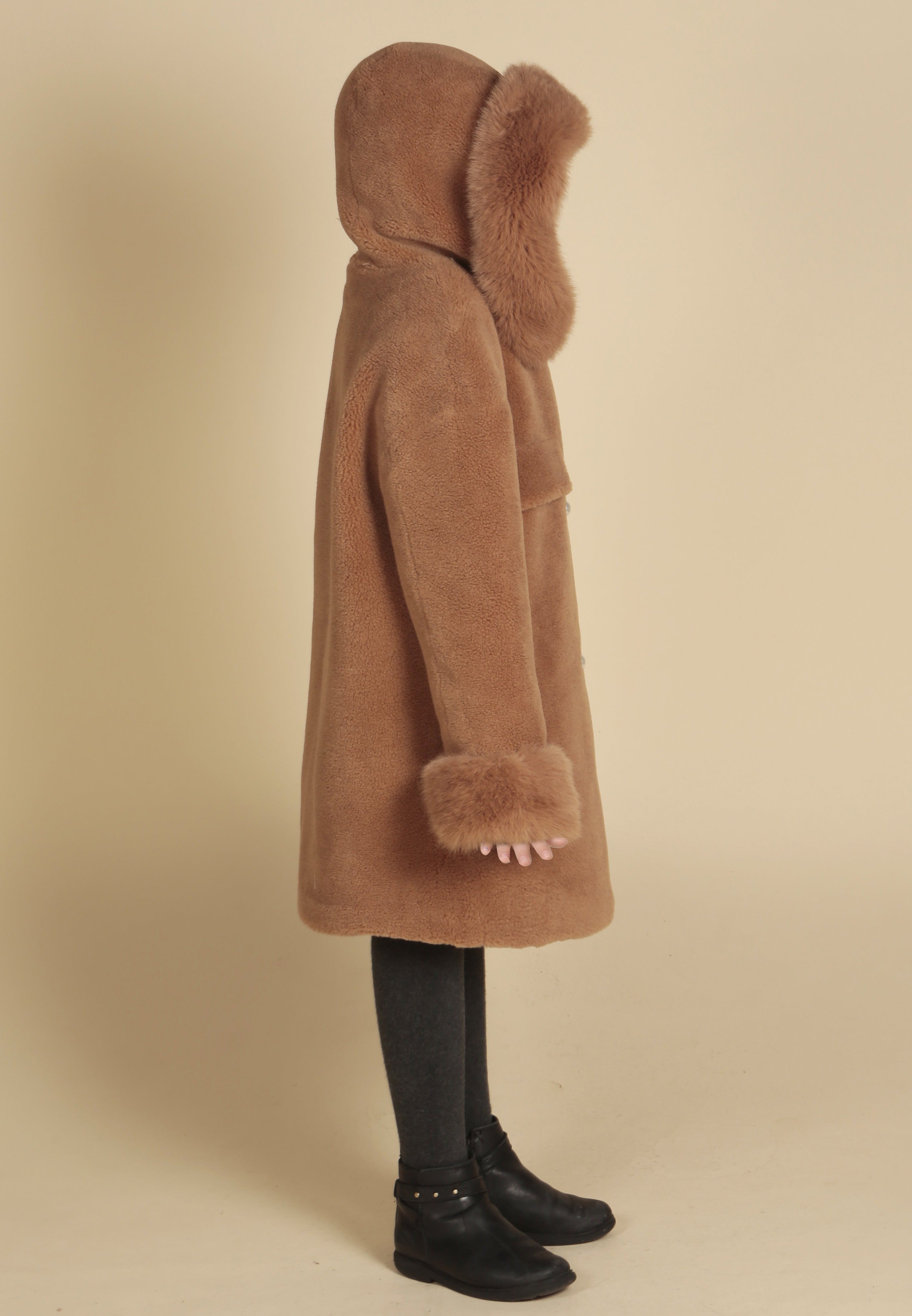 'Mini' 'Jean' Wool Coat in Marrone