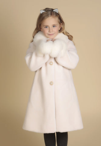 'Mini' 'Monroe' Wool Coat in Bianco