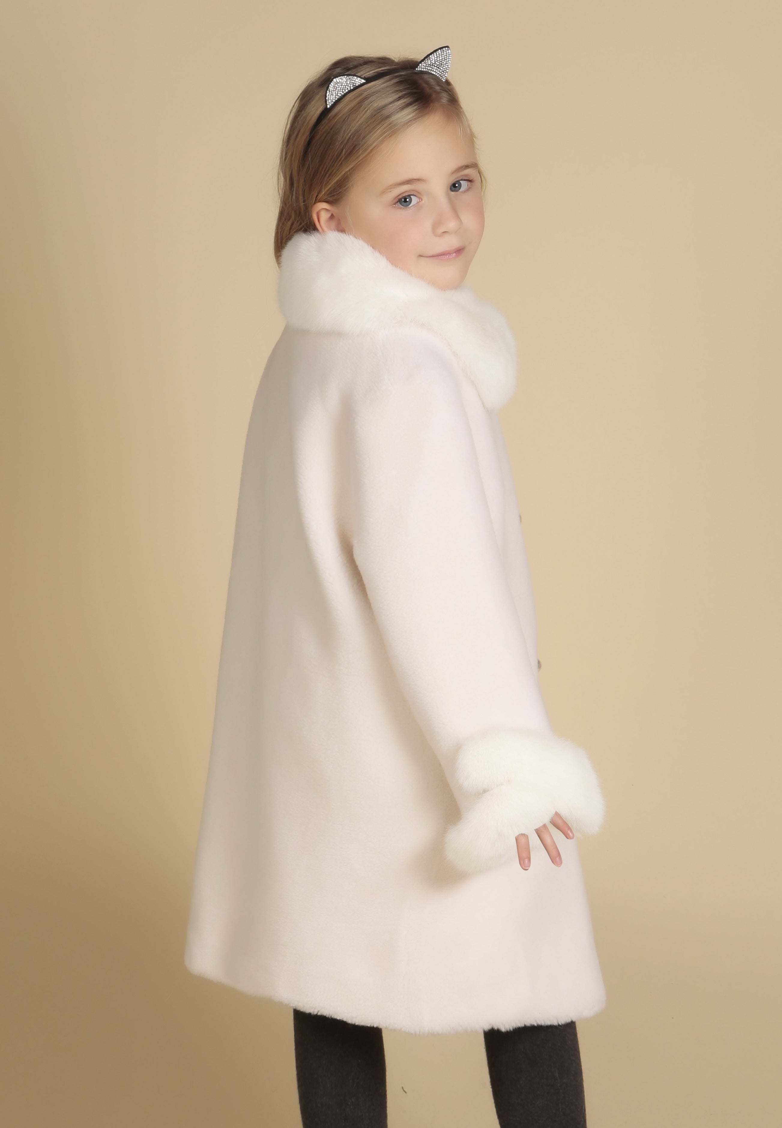 'Mini' 'Monroe' Wool Coat in Bianco