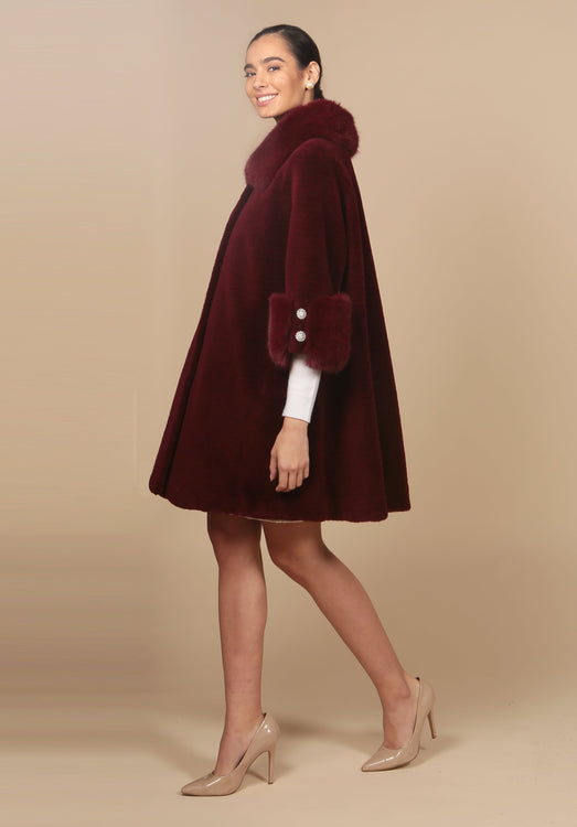'Marilyn' Wool Swing Coat in Rosso