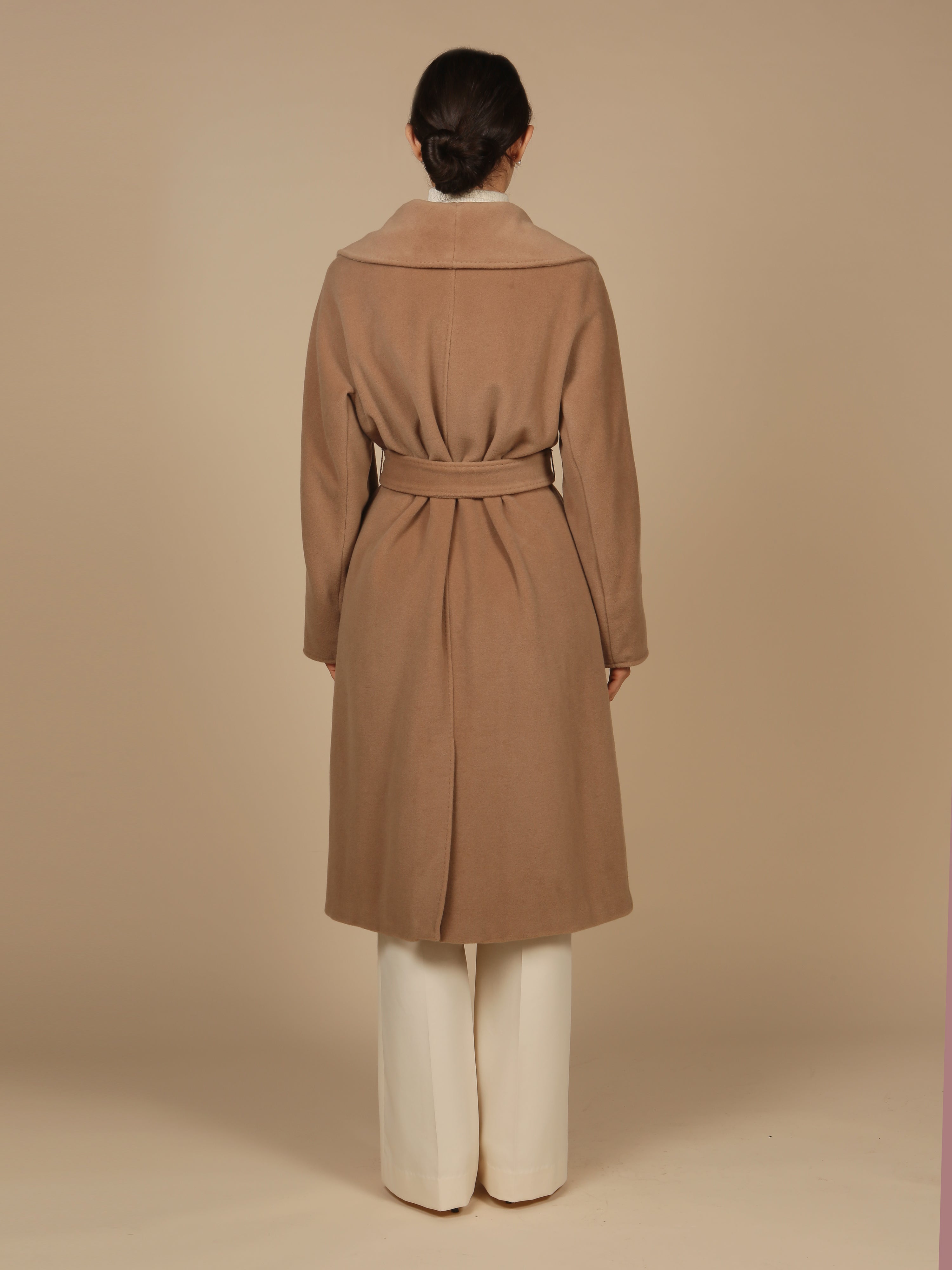 'Hepburn' Italian Virgin Wool and Cashmere Coat  in Marrone