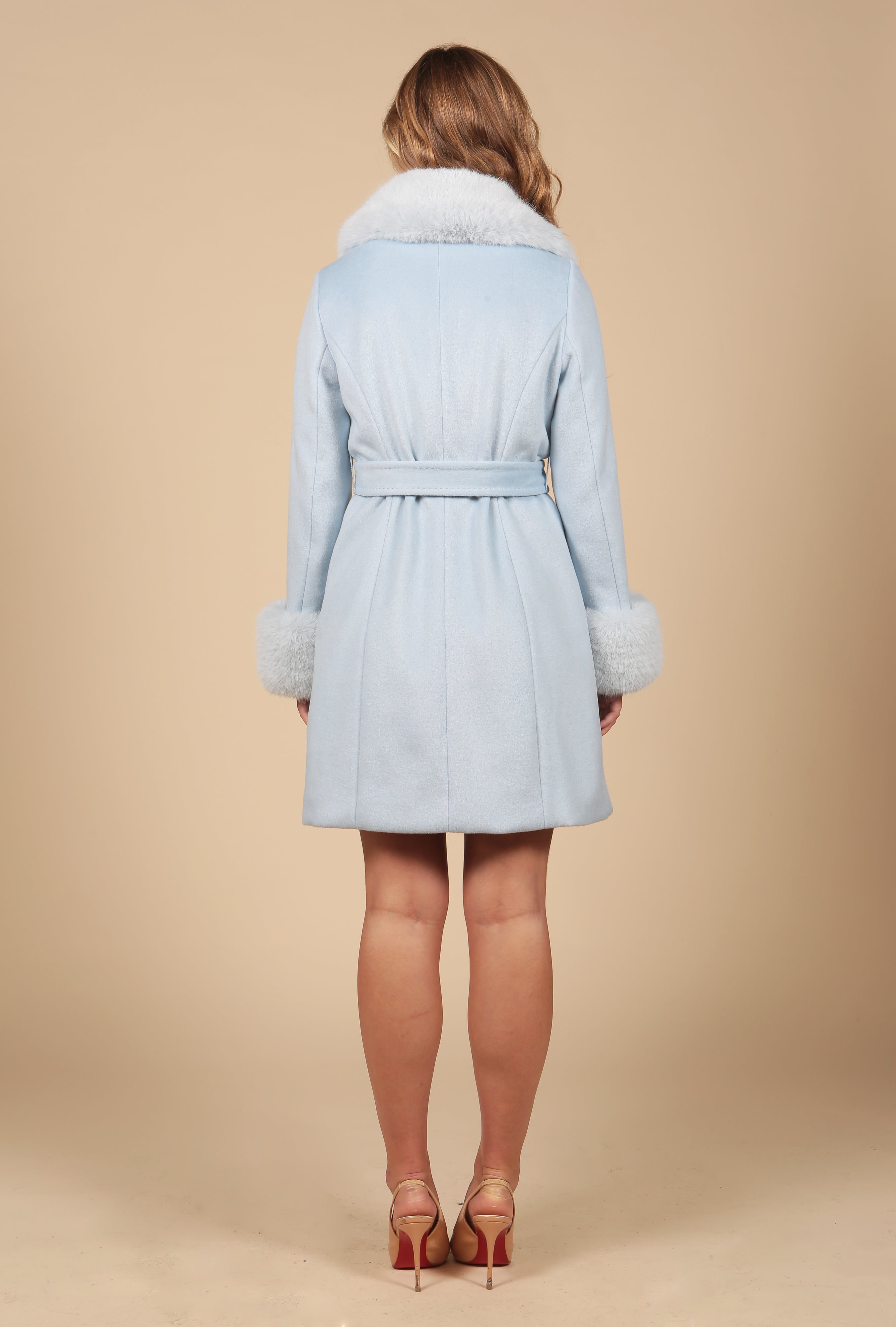 'Rear Window' Cashmere and Wool Coat in Blu