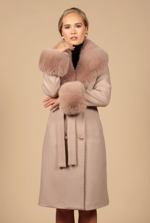 'Marlene' Cashmere and Wool Coat in Grigio