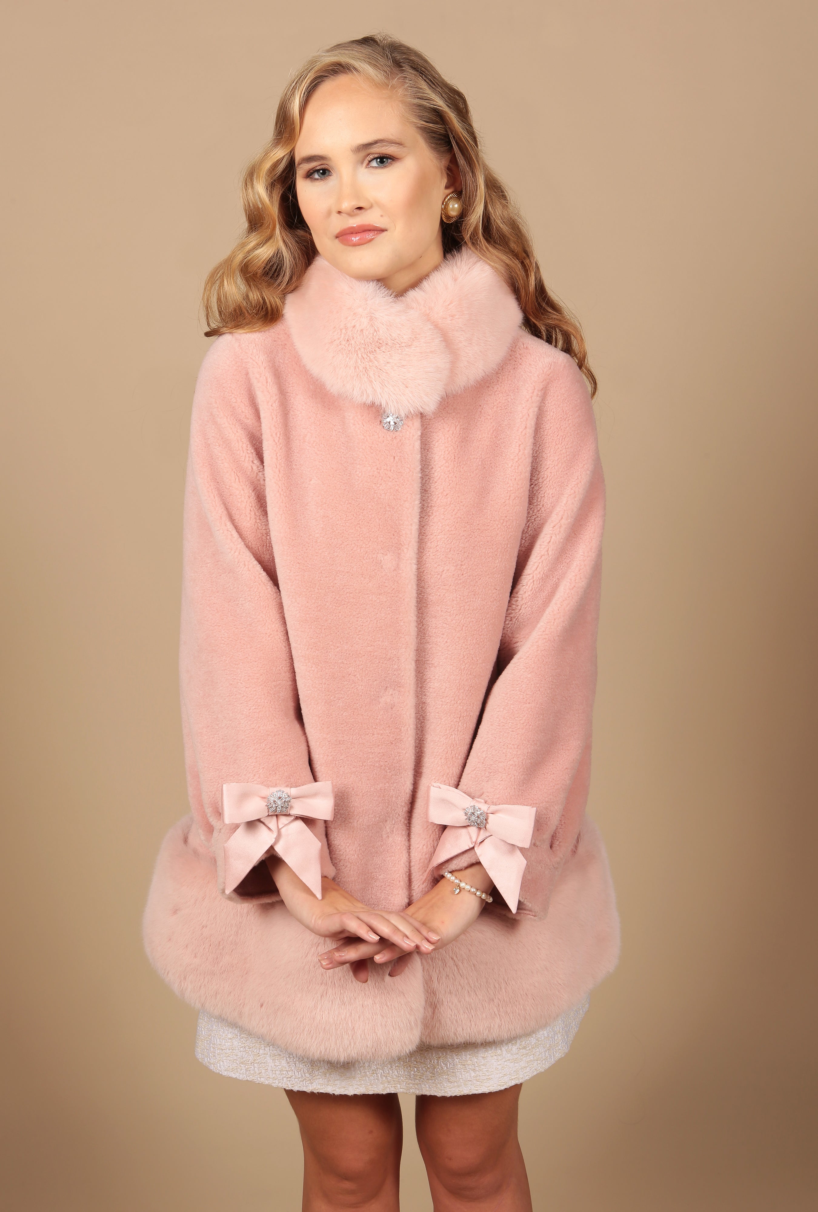 'Lola' Wool Coat in Rosa