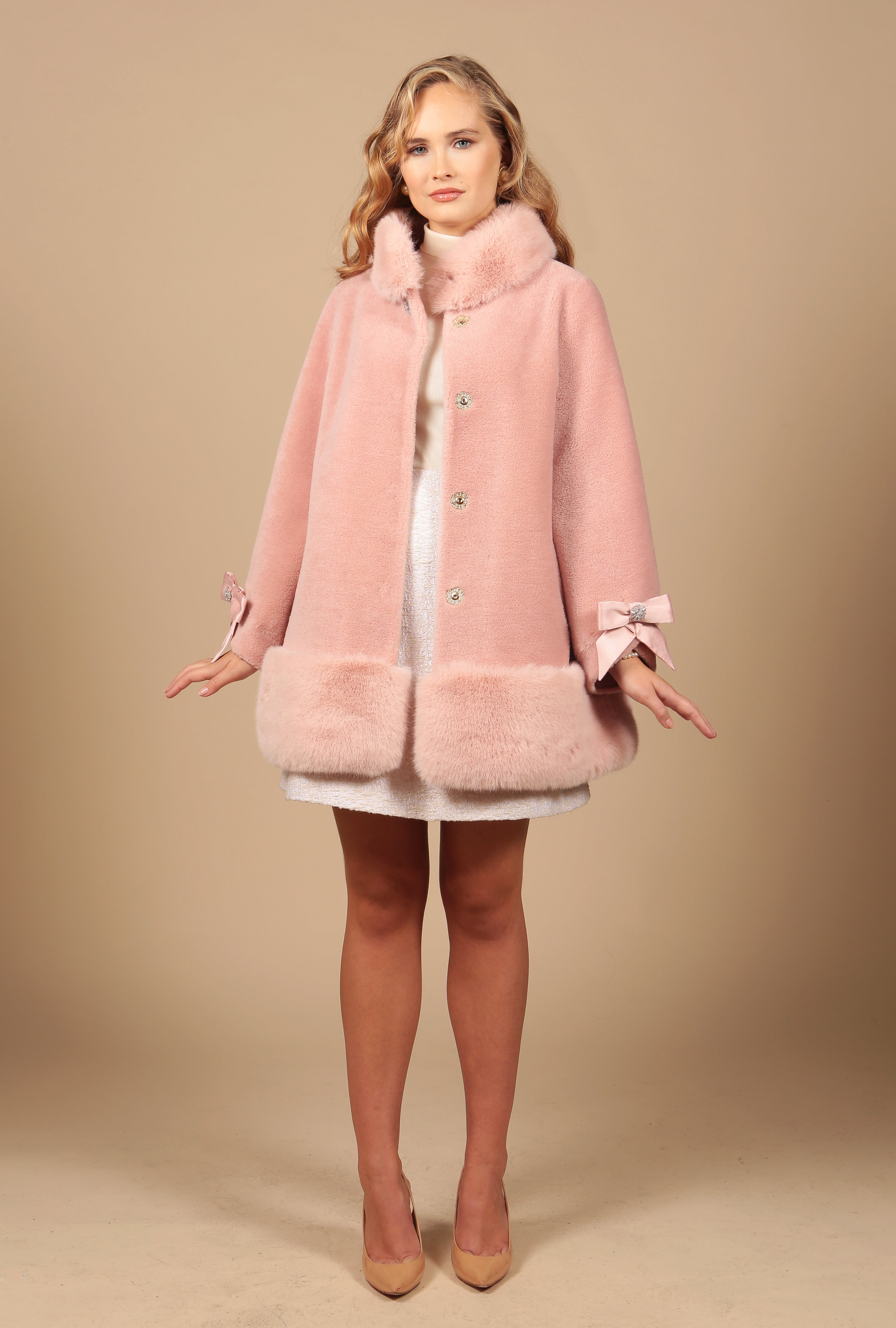'Lola' Wool Coat in Rosa