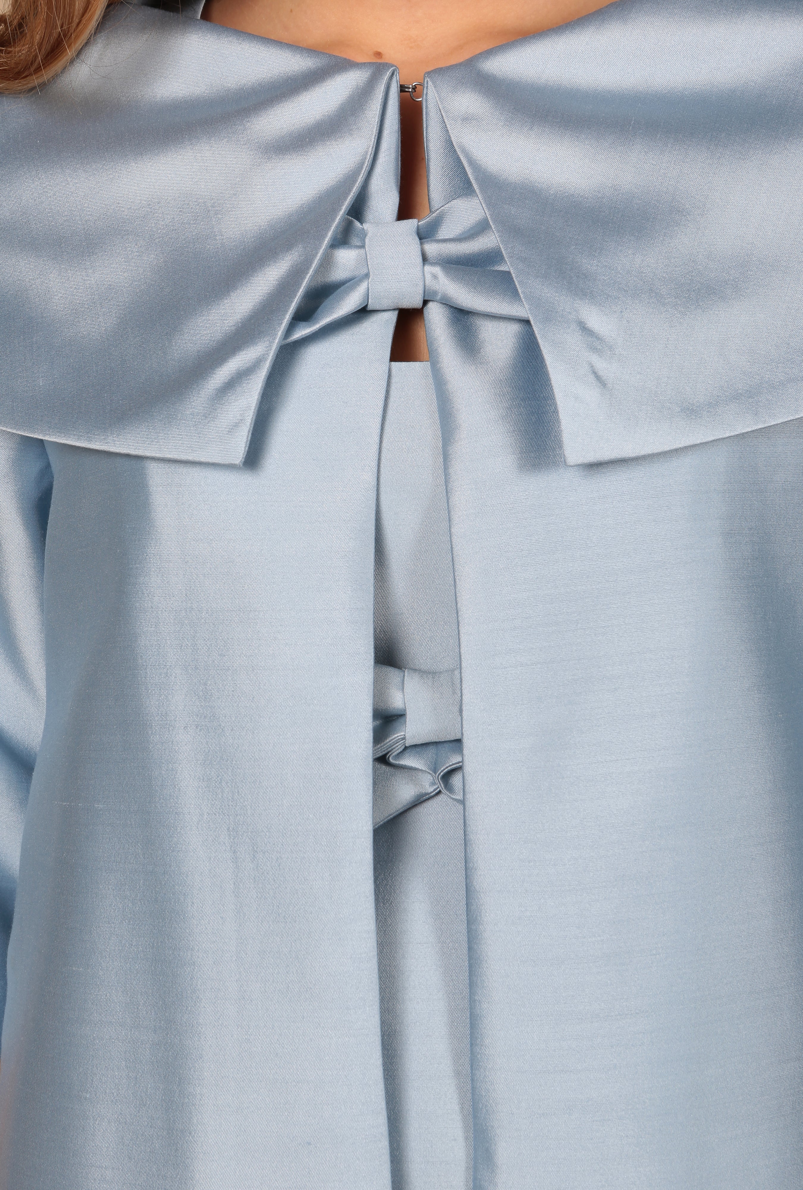 'Waldorf' Silk and Wool Dress Coat in Blu