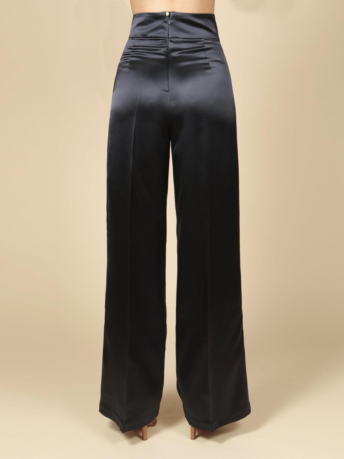 LIMITED EDITION 'Jolie' Heavy Silk Palazzo Trousers in Blu