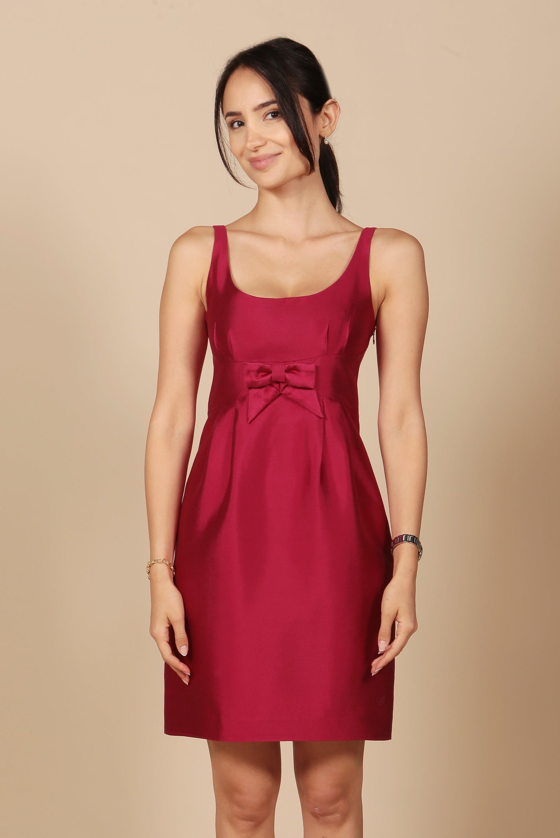 'Sabrina' Silk and Wool Dress in Rosso