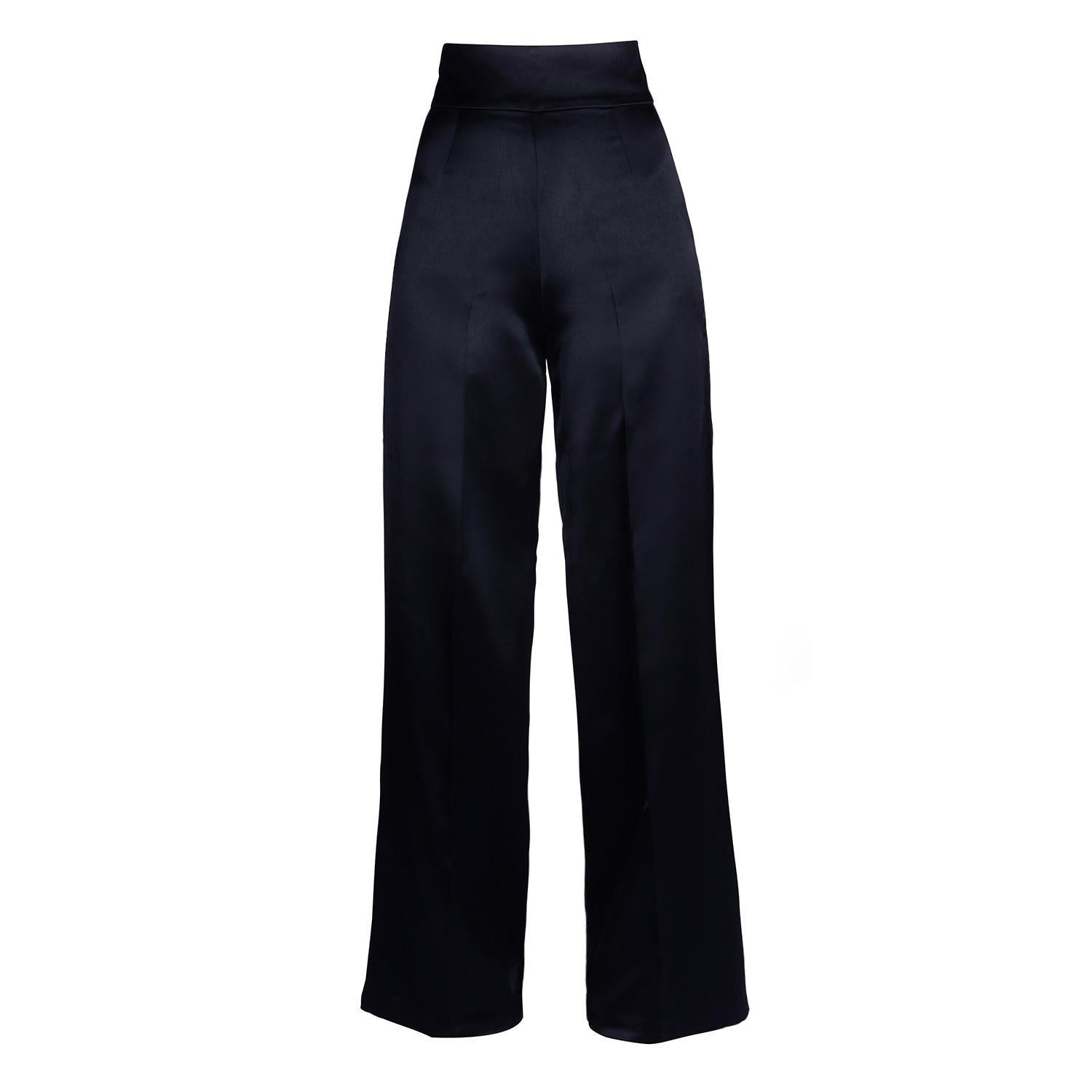 LIMITED EDITION 'Jolie' Heavy Silk Palazzo Trousers in Blu