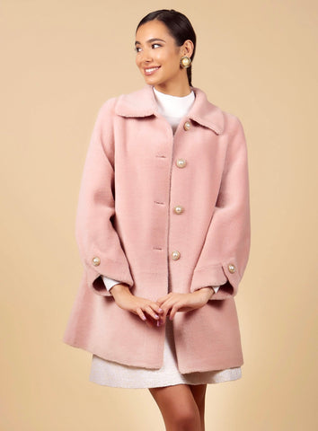 'Amore' Teddy Wool Coat in Rosa