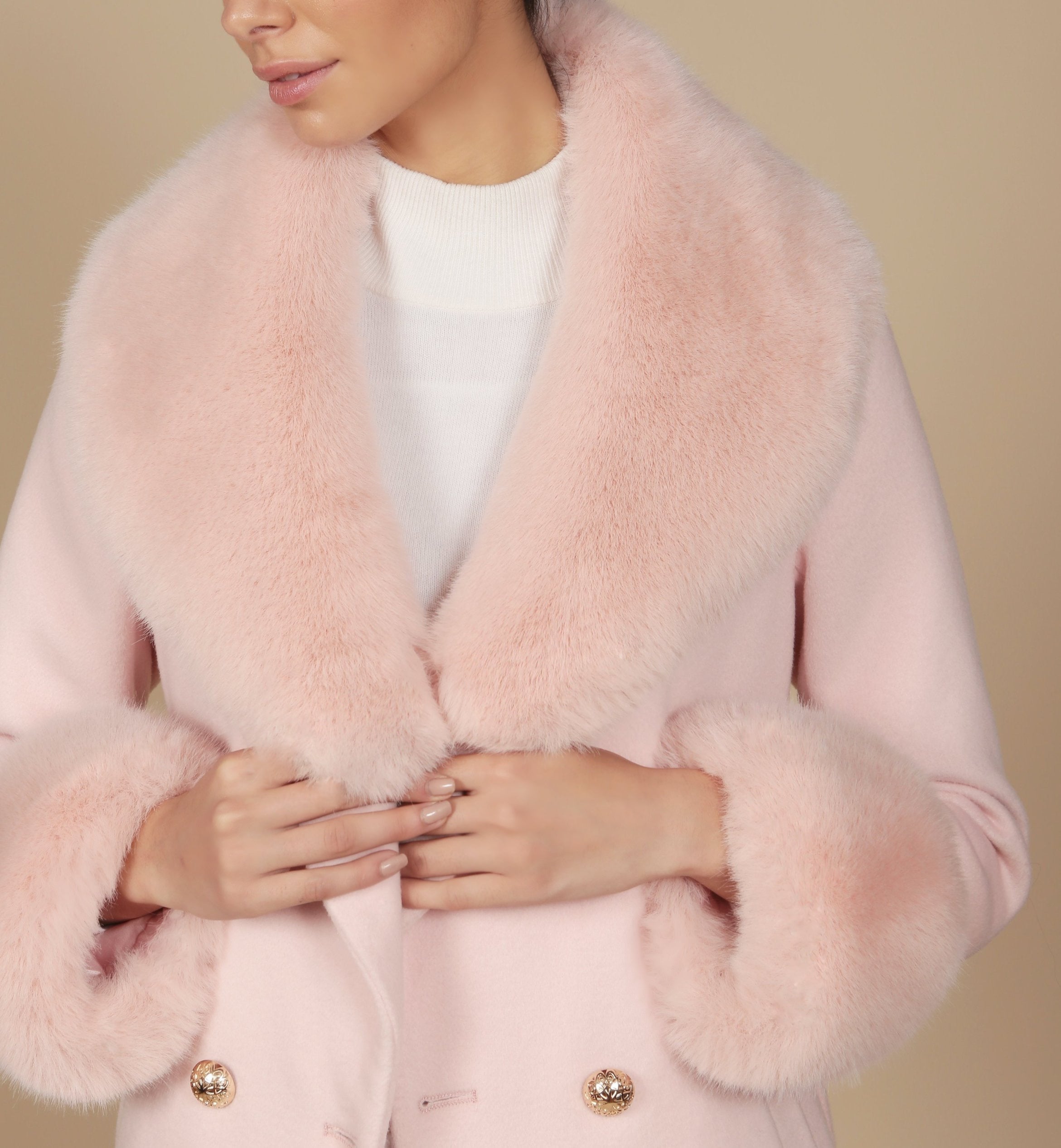'Marlene' Cashmere and Wool Coat in Rosa