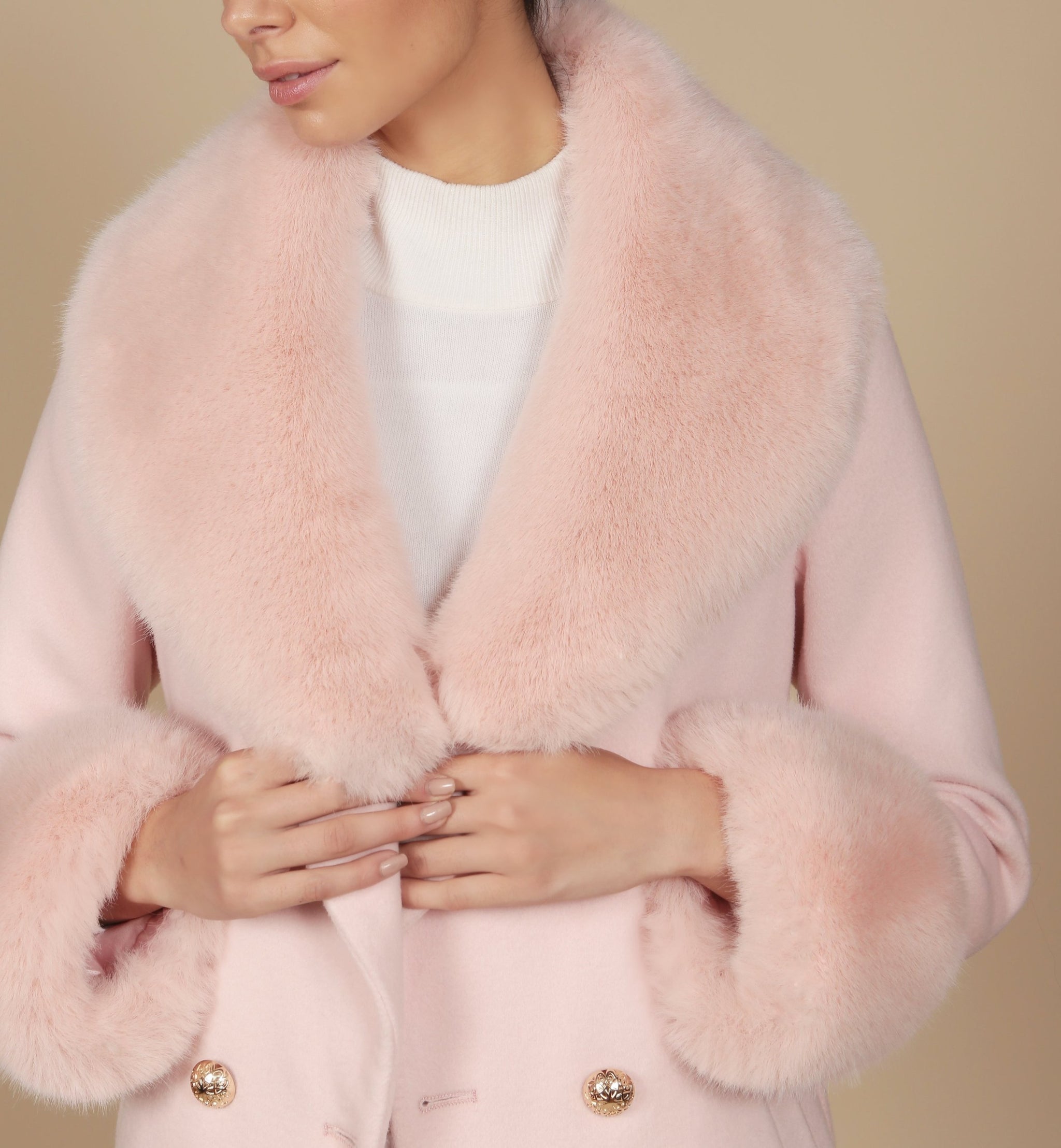 Marlene' Cashmere and Wool Coat in Rosa – Santinni