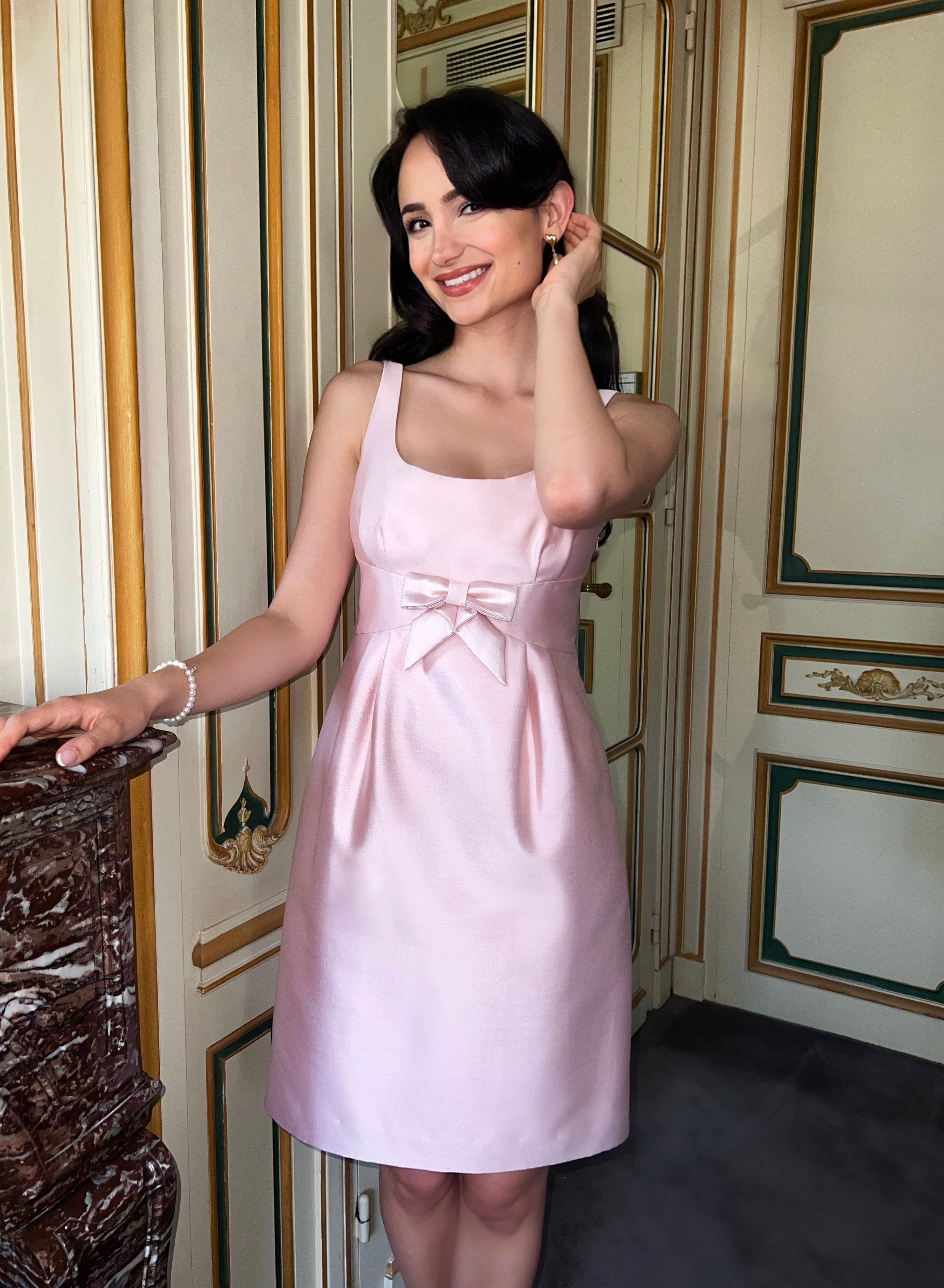 Sabrina' Silk and Wool Dress in Rosa Santinni Sabrina' Silk and Wool Dress in Rosa Santinni