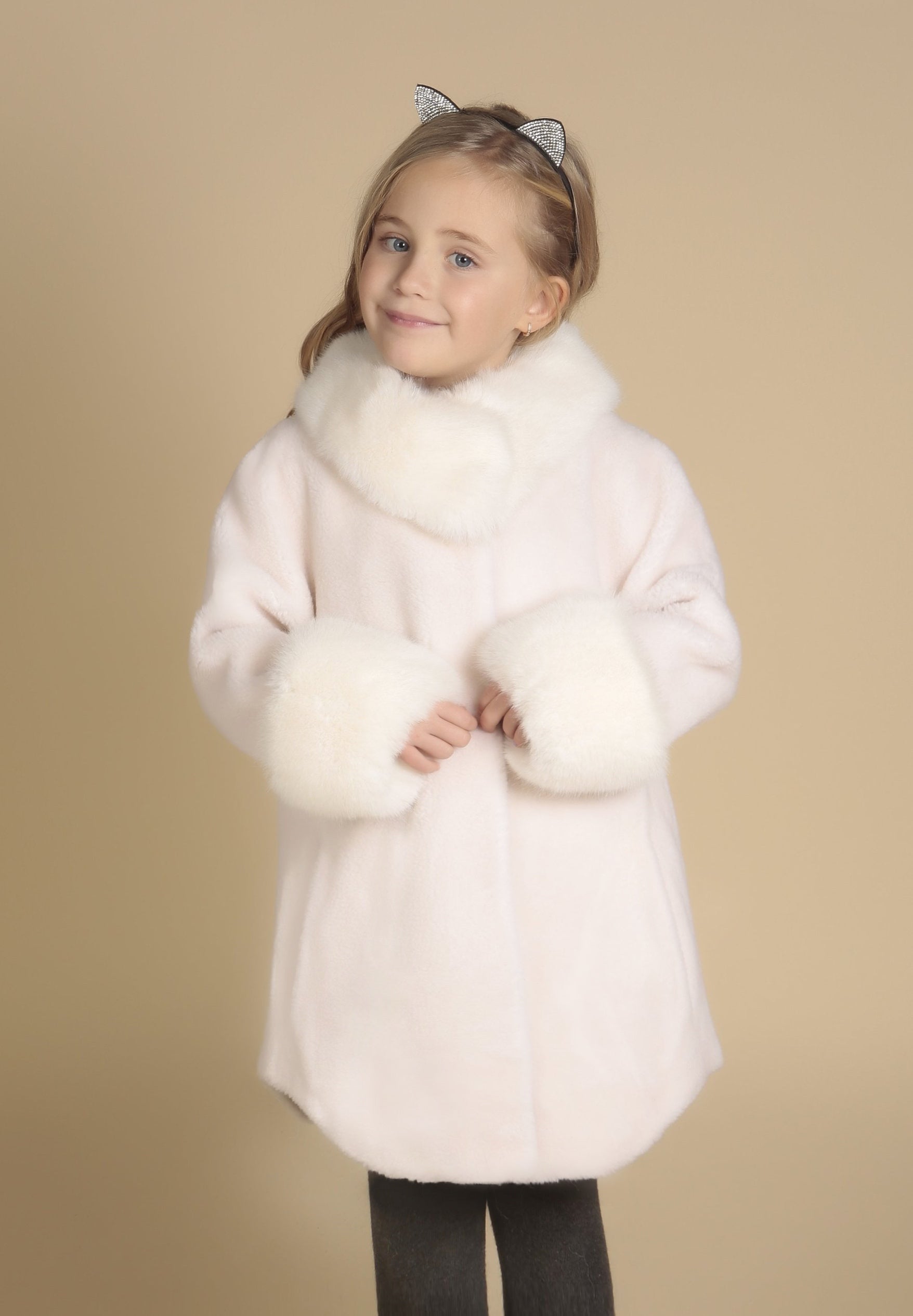 'Mini' 'Scarlett' Wool Coat in Bianco