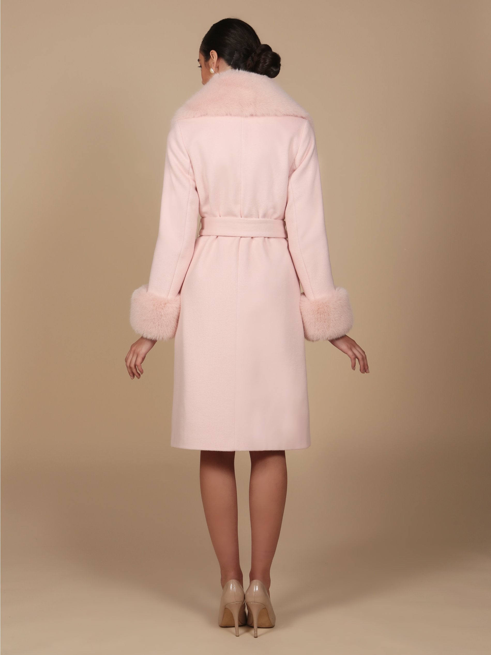 'Marlene' Cashmere and Wool Coat in Rosa
