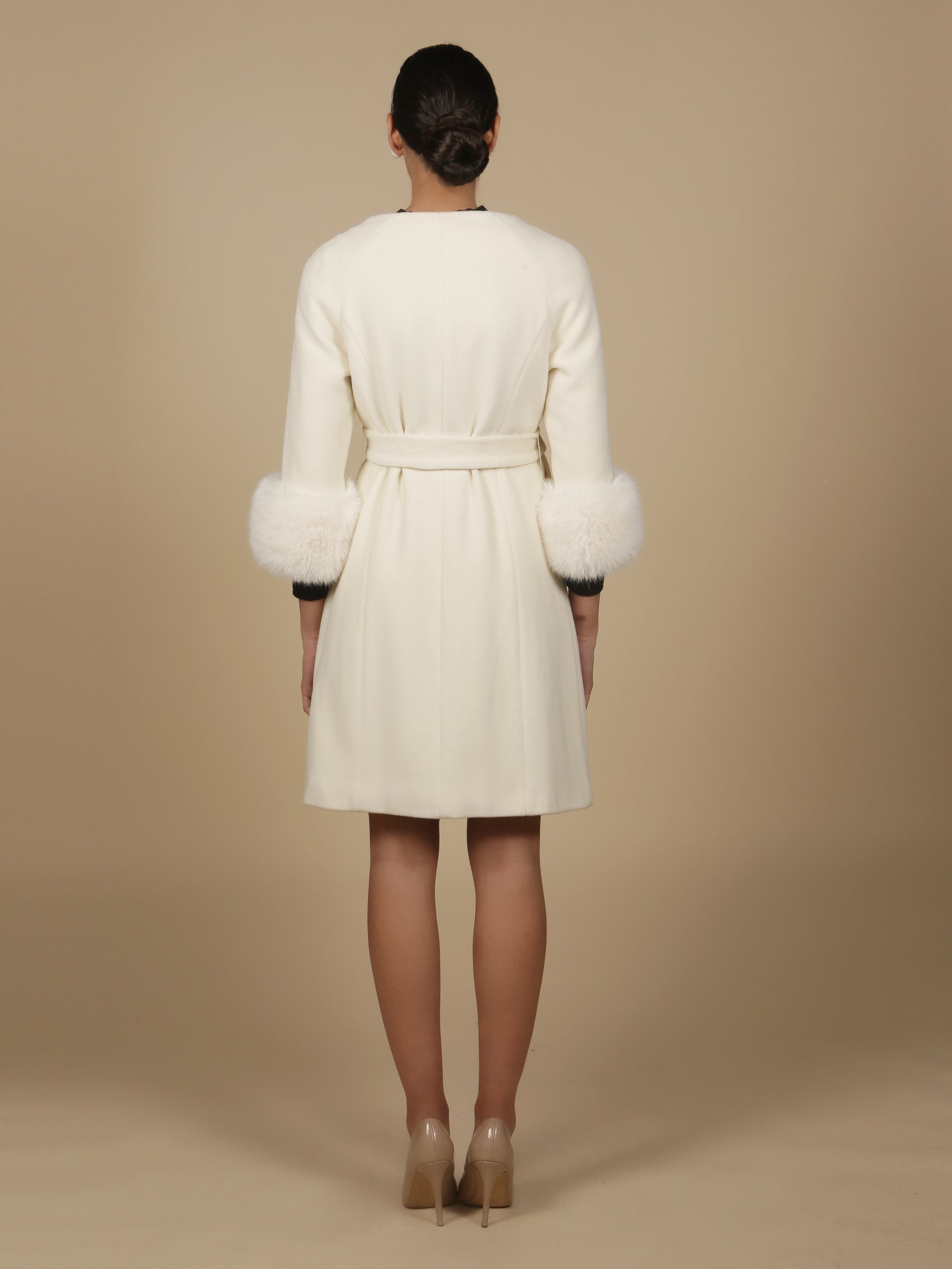 'Madame de Pompadour' Italian Cashmere and Virgin Wool Coat in Crema