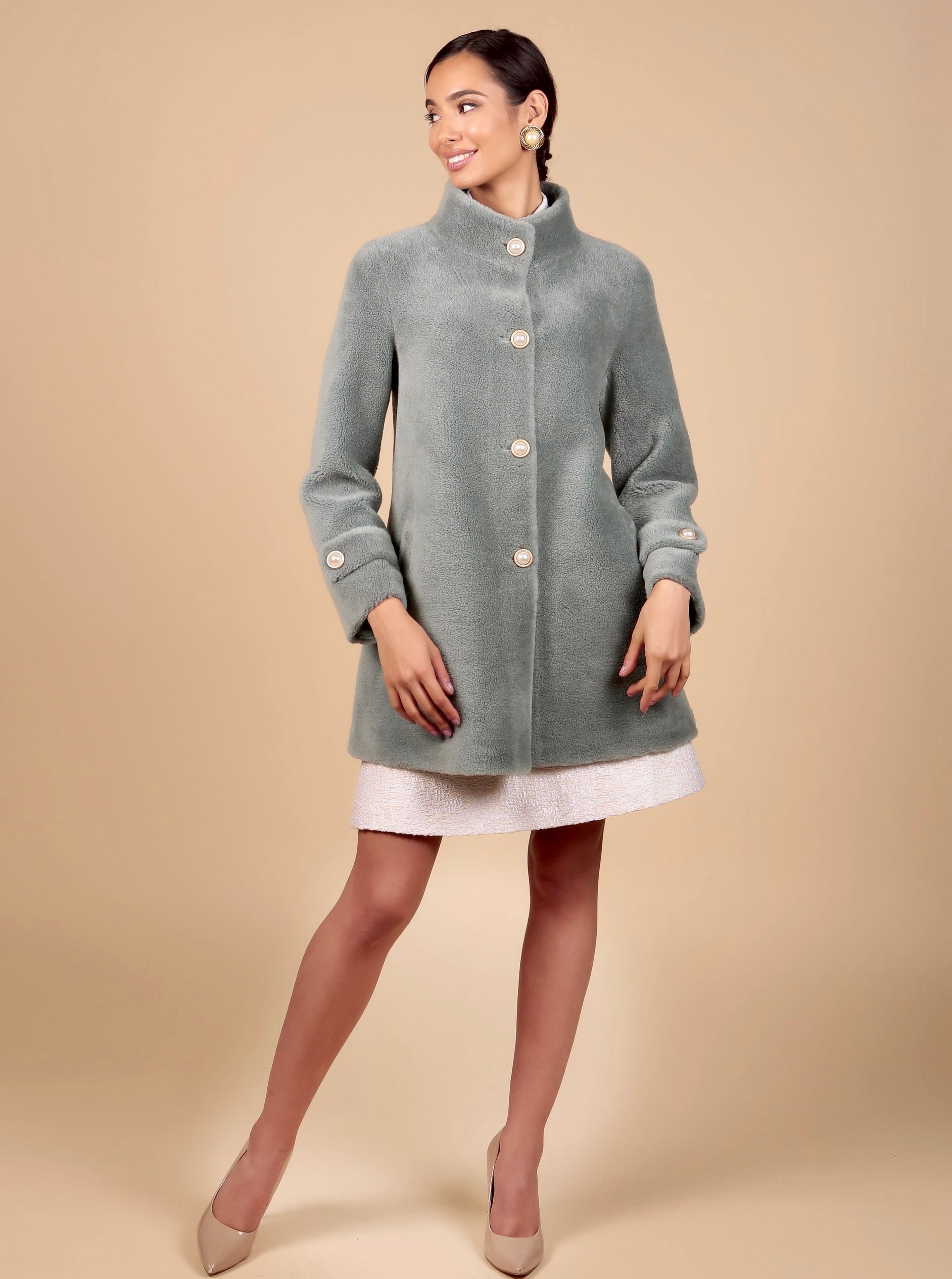 'Eve' Wool Coat in Blu