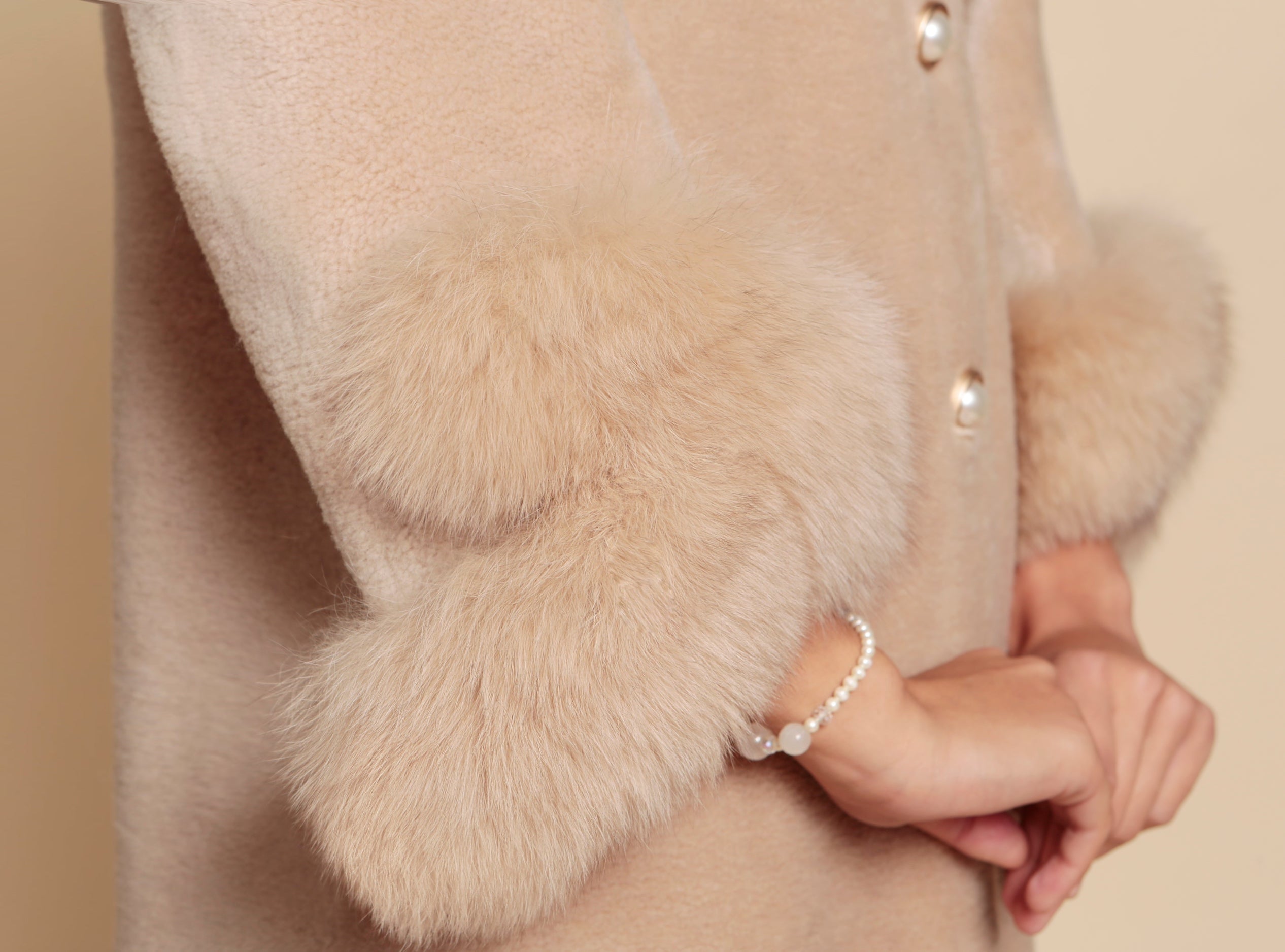 'Monroe' Wool and Faux Fur Teddy Coat in Cammello
