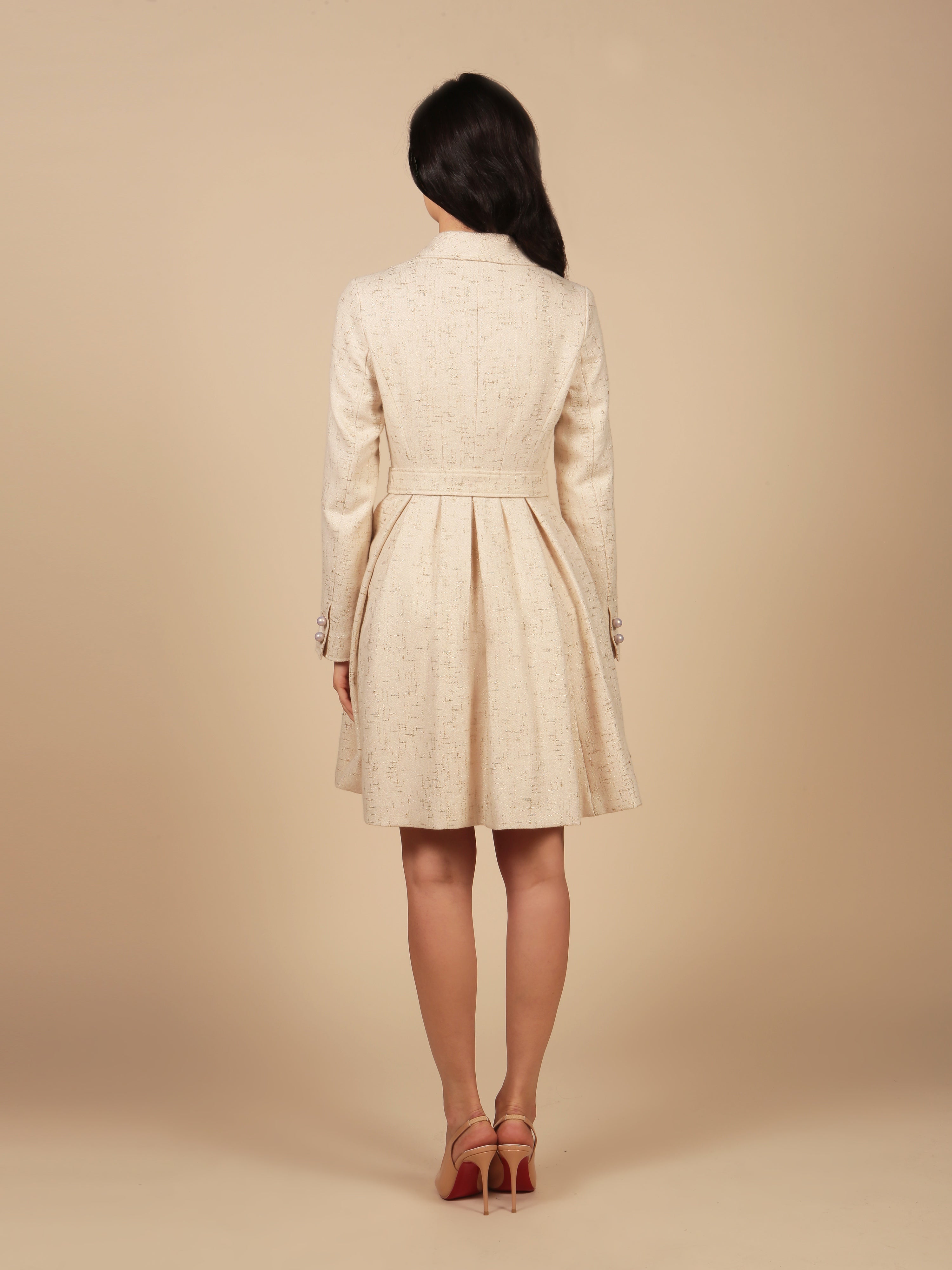 Casablanca' Wool Tweed Dress Coat in Nero – Santinni