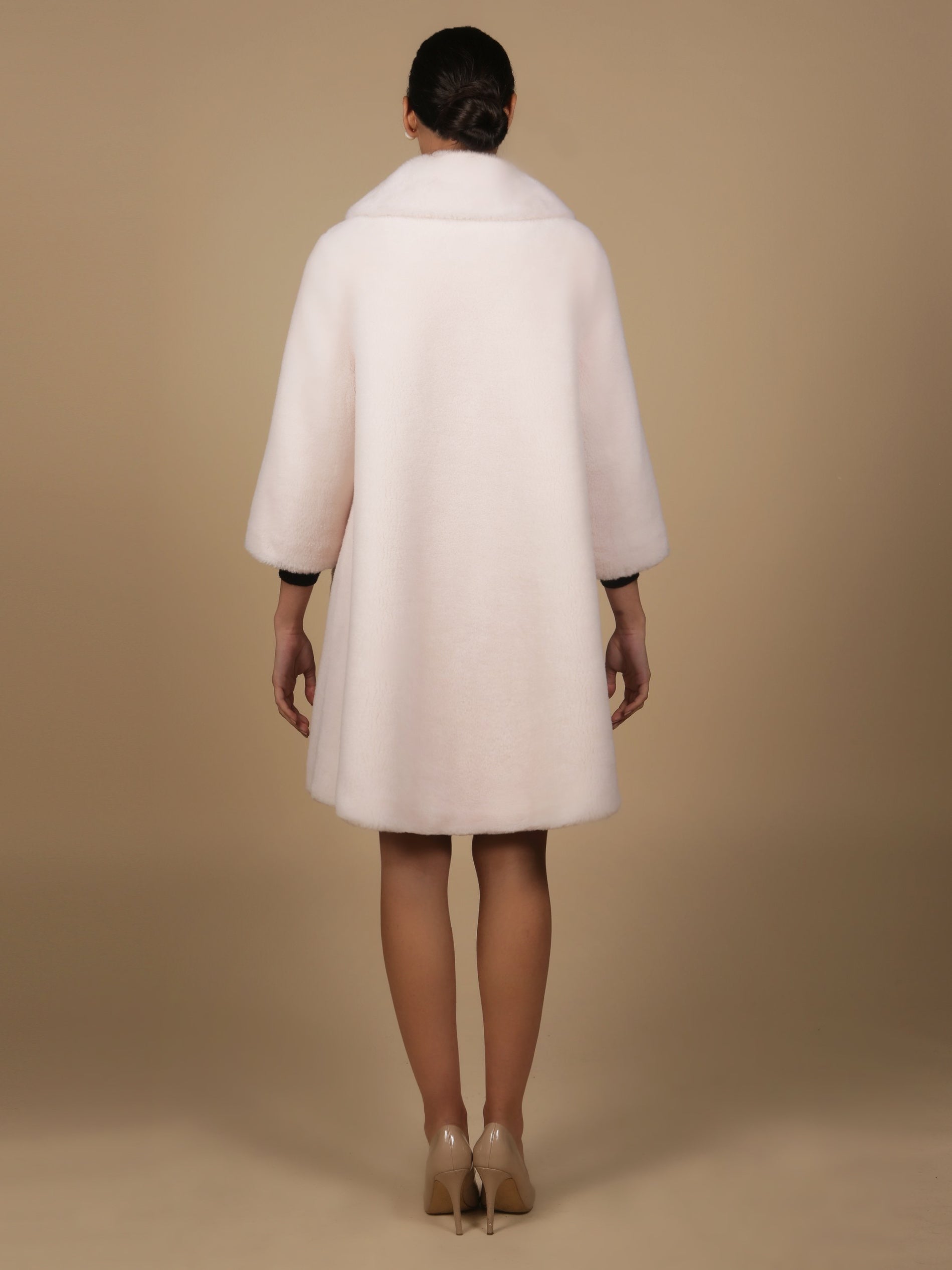 'Vivien' Wool Swing Coat in Bianco