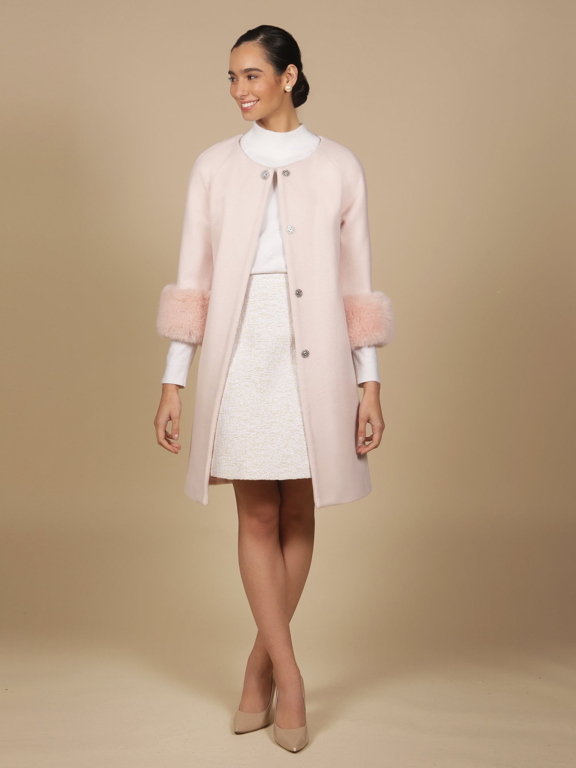 'Madame de Pompadour' Italian Cashmere and Virgin Wool Coat in Rosa